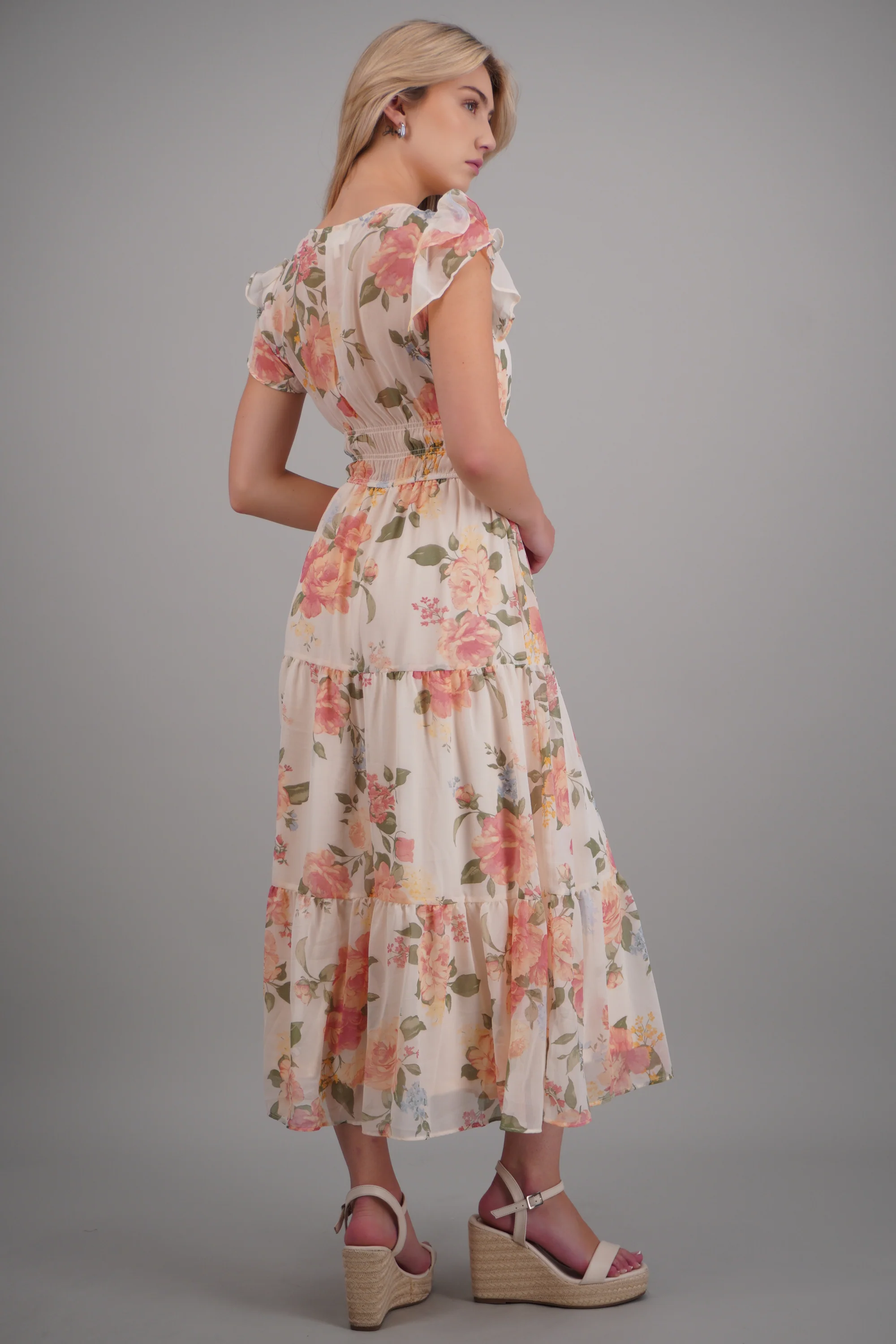Vestido detalle olanes estampado flores - Image 4