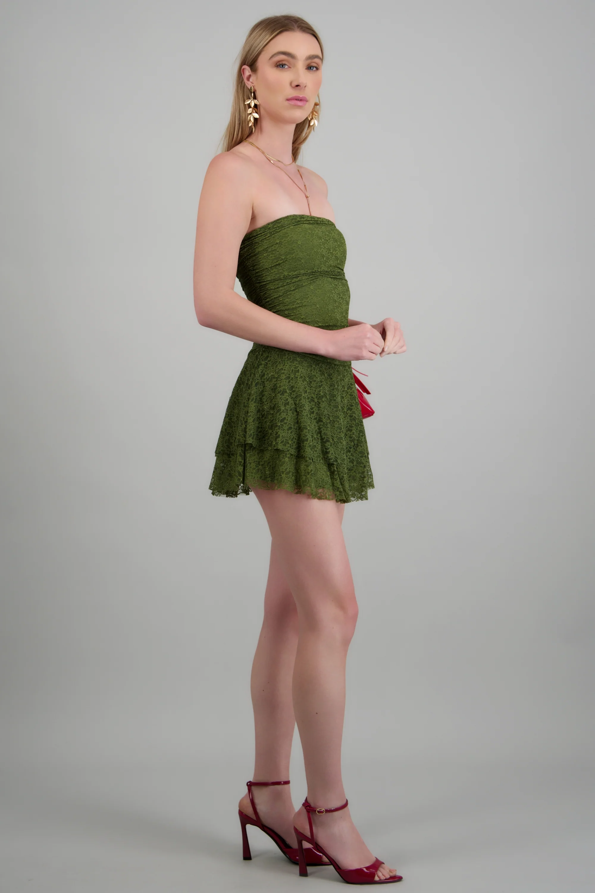 Vestido drapeado encaje - Image 2