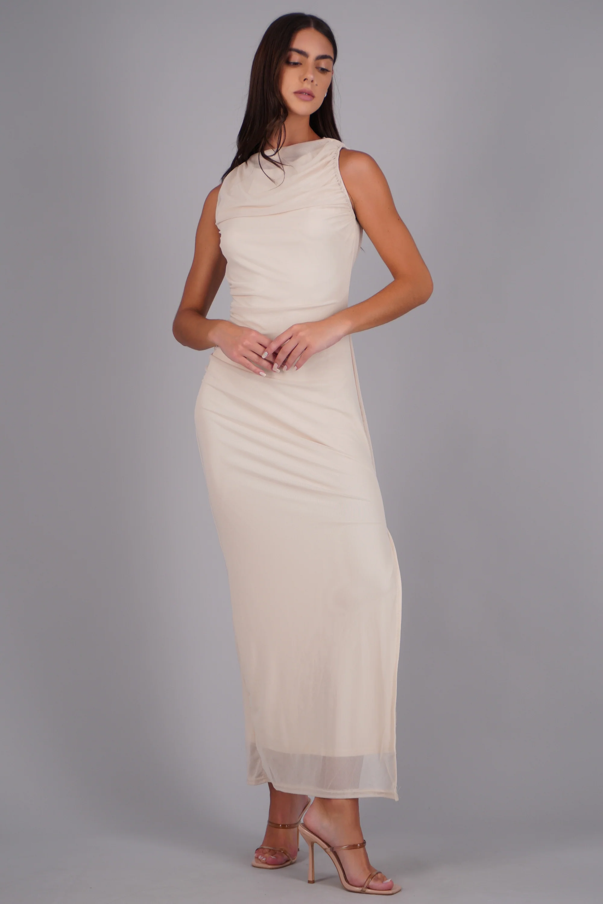 Vestido drapeado mesh - Image 2