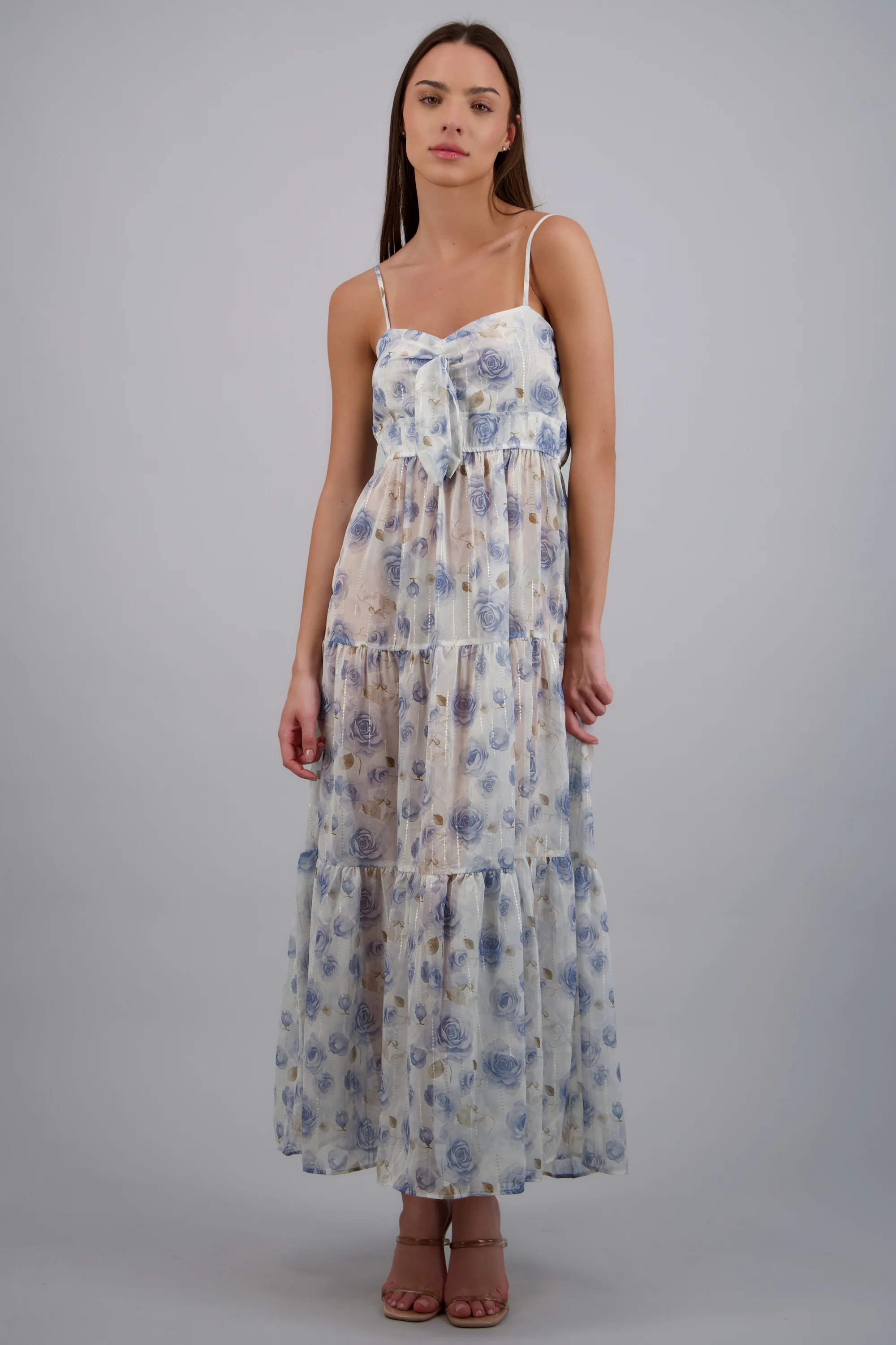 Vestido estampado flores lurex - Image 3