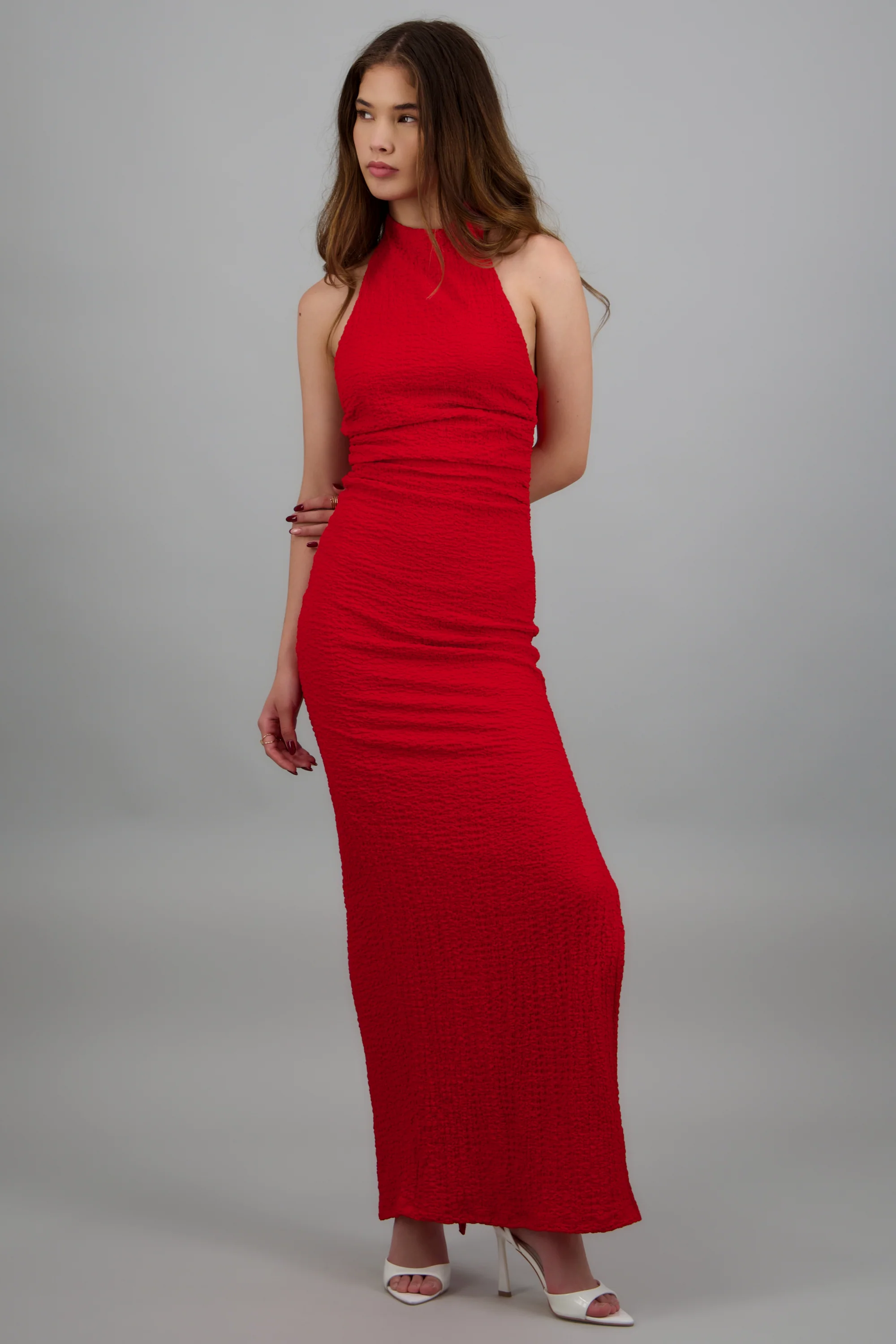 Vestido halter maxi detalle drapeado - Image 3