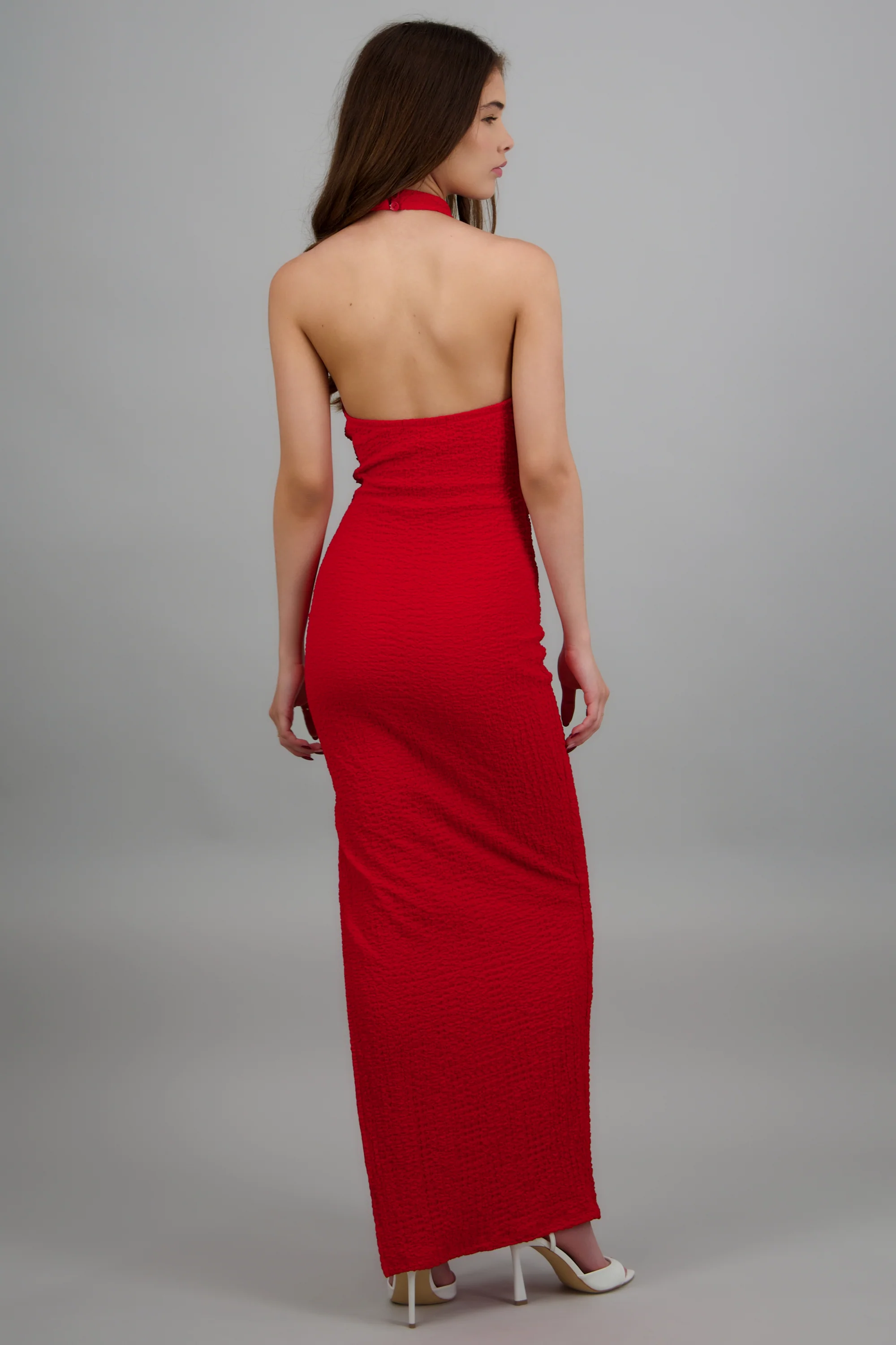 Vestido halter maxi detalle drapeado - Image 4