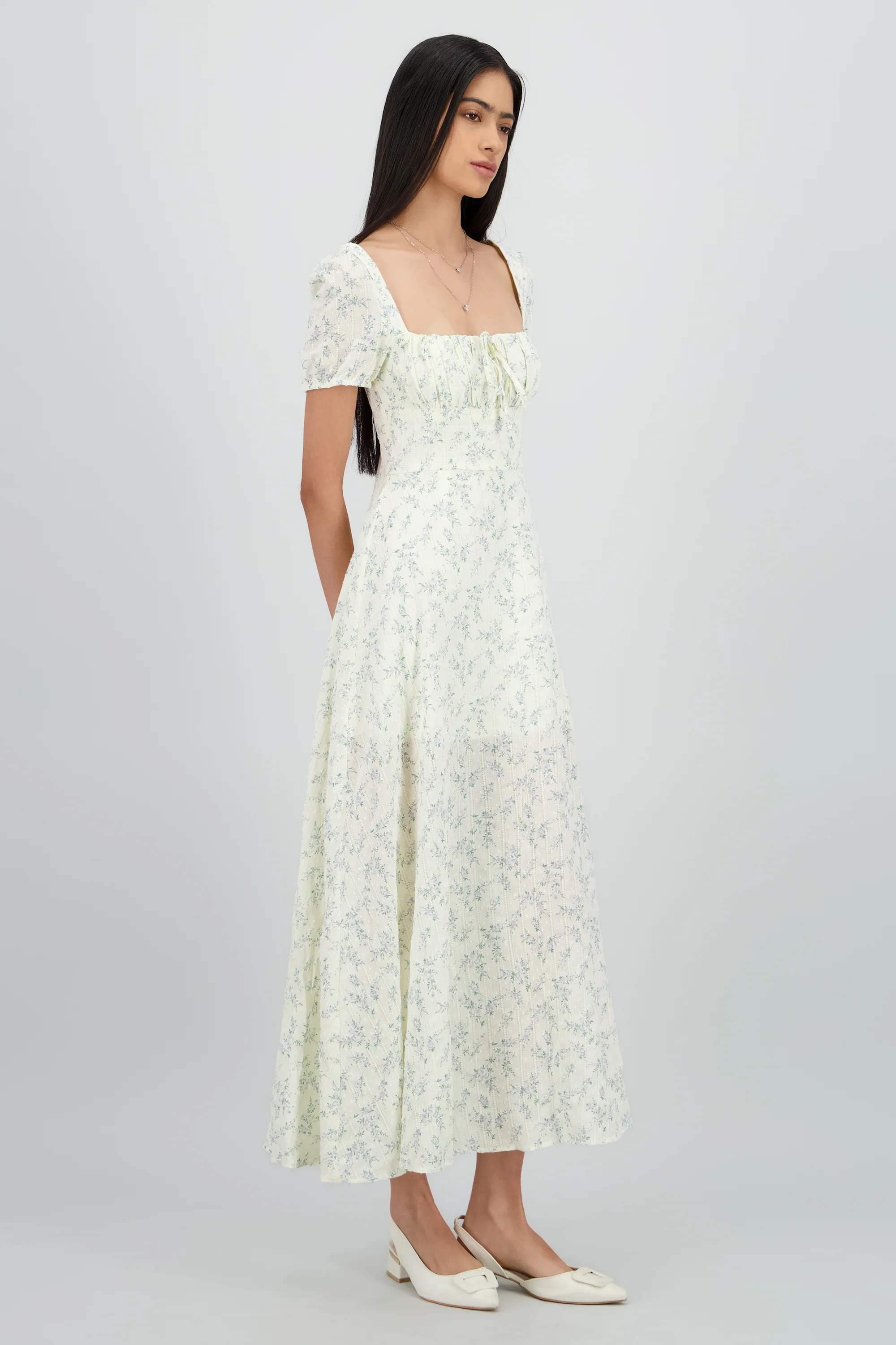 Vestido maxi con flores textura - Image 3