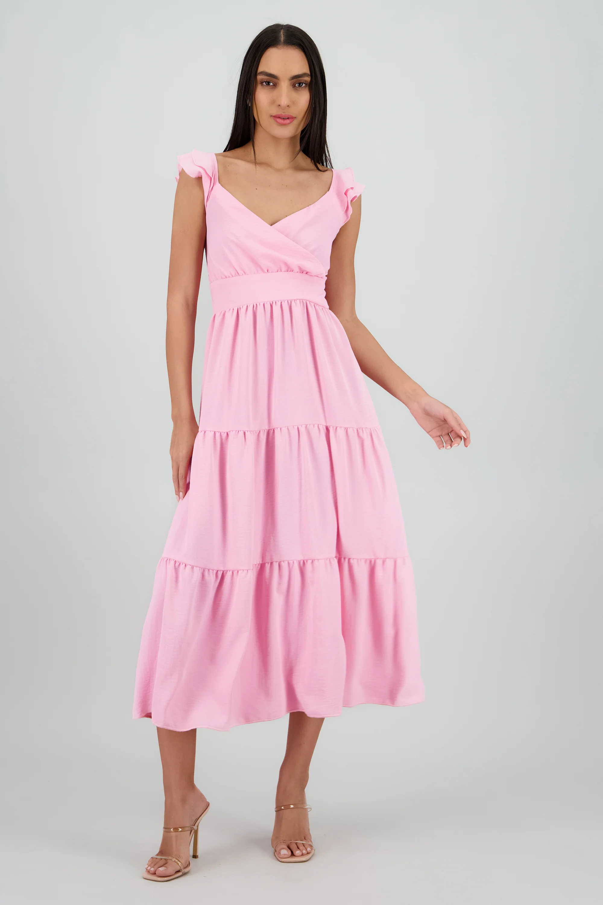 Vestido maxi con olanes