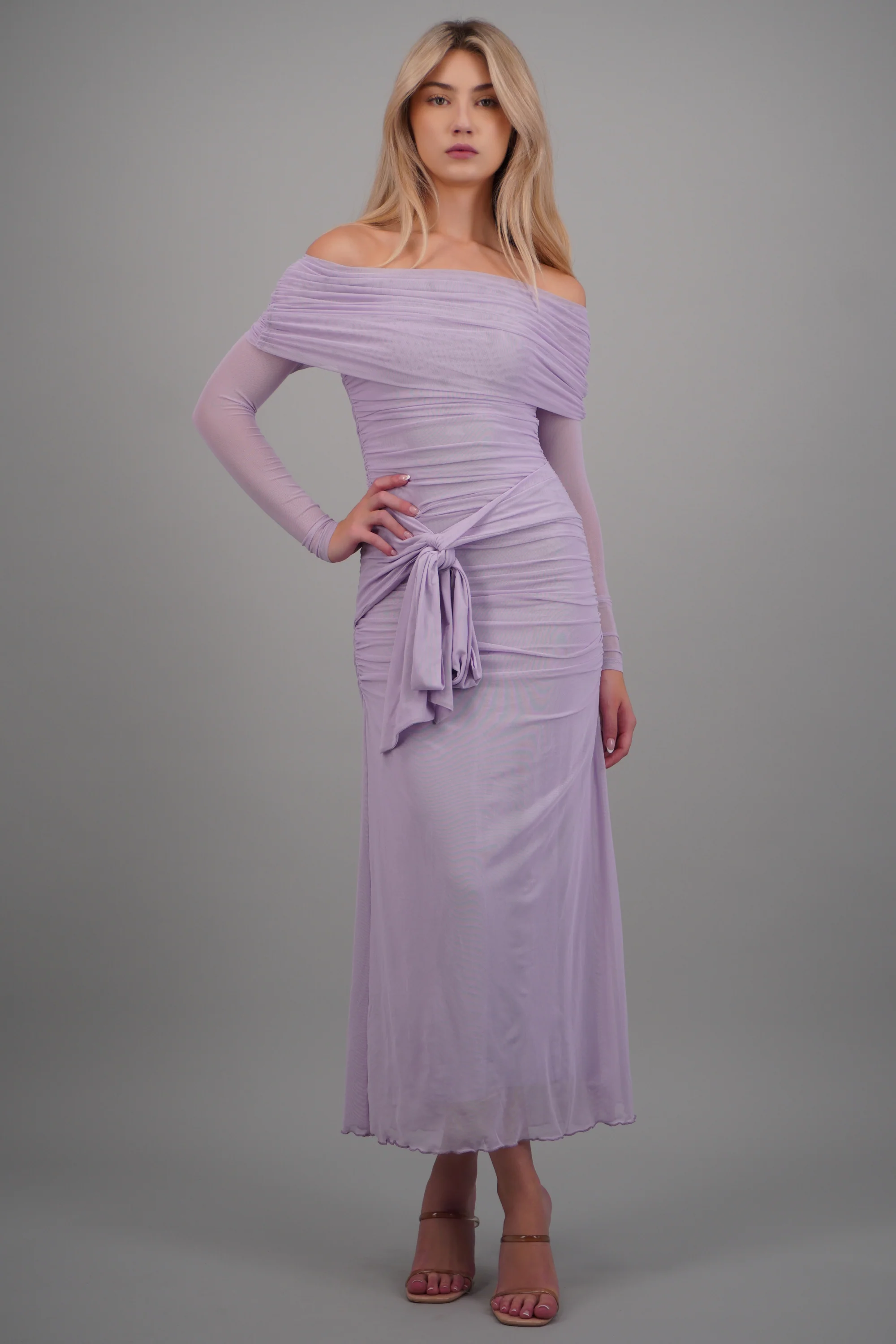 Vestido maxi de mesh con nudo - Image 3