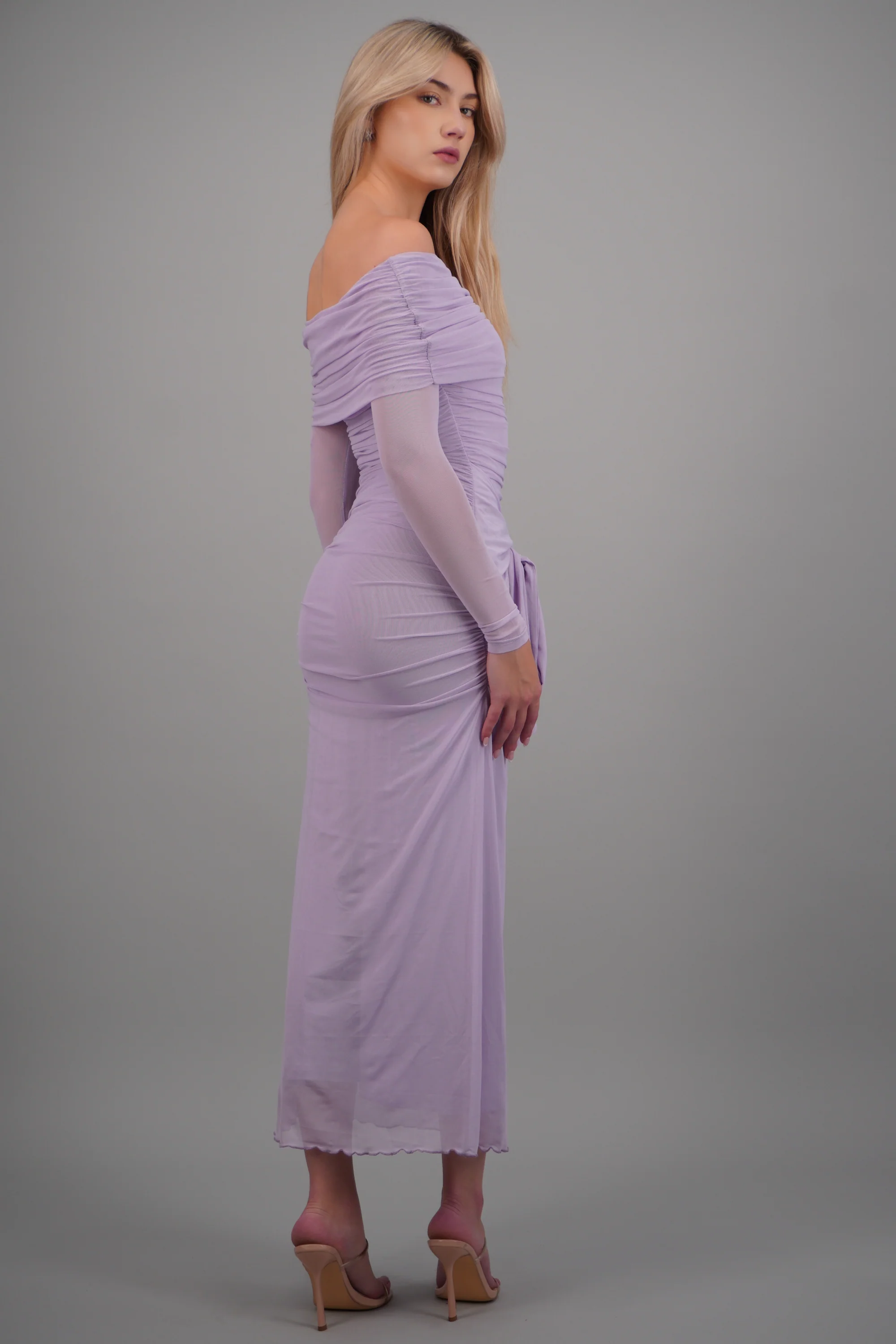 Vestido maxi de mesh con nudo - Image 4