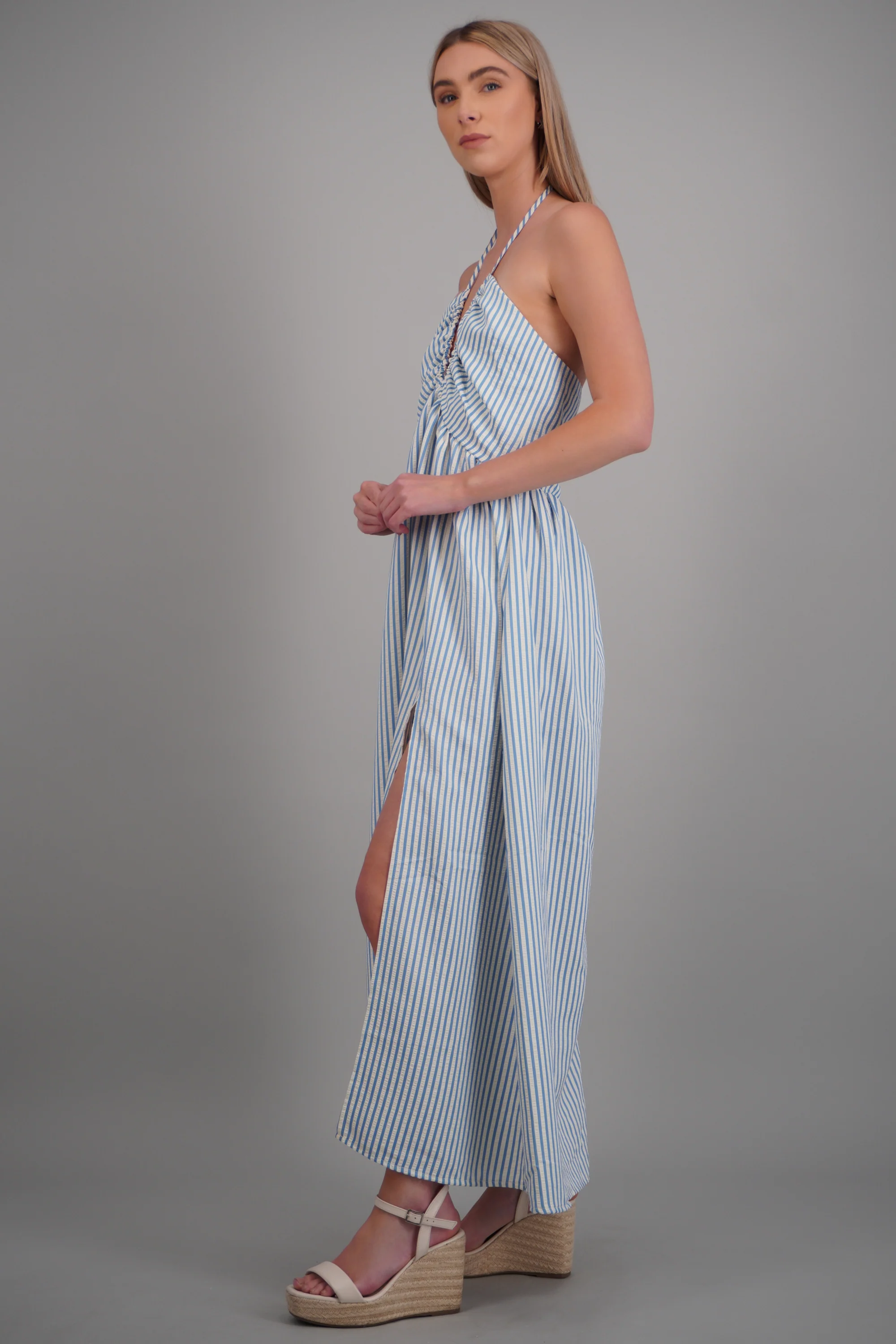 Vestido maxi de rayas halter - Image 2