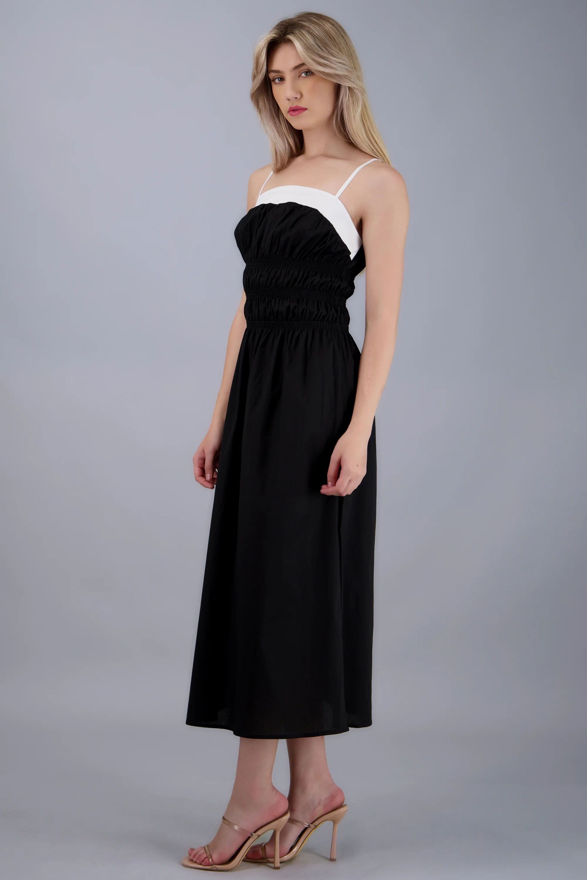 Vestido maxi detalle ligas contraste - Image 2