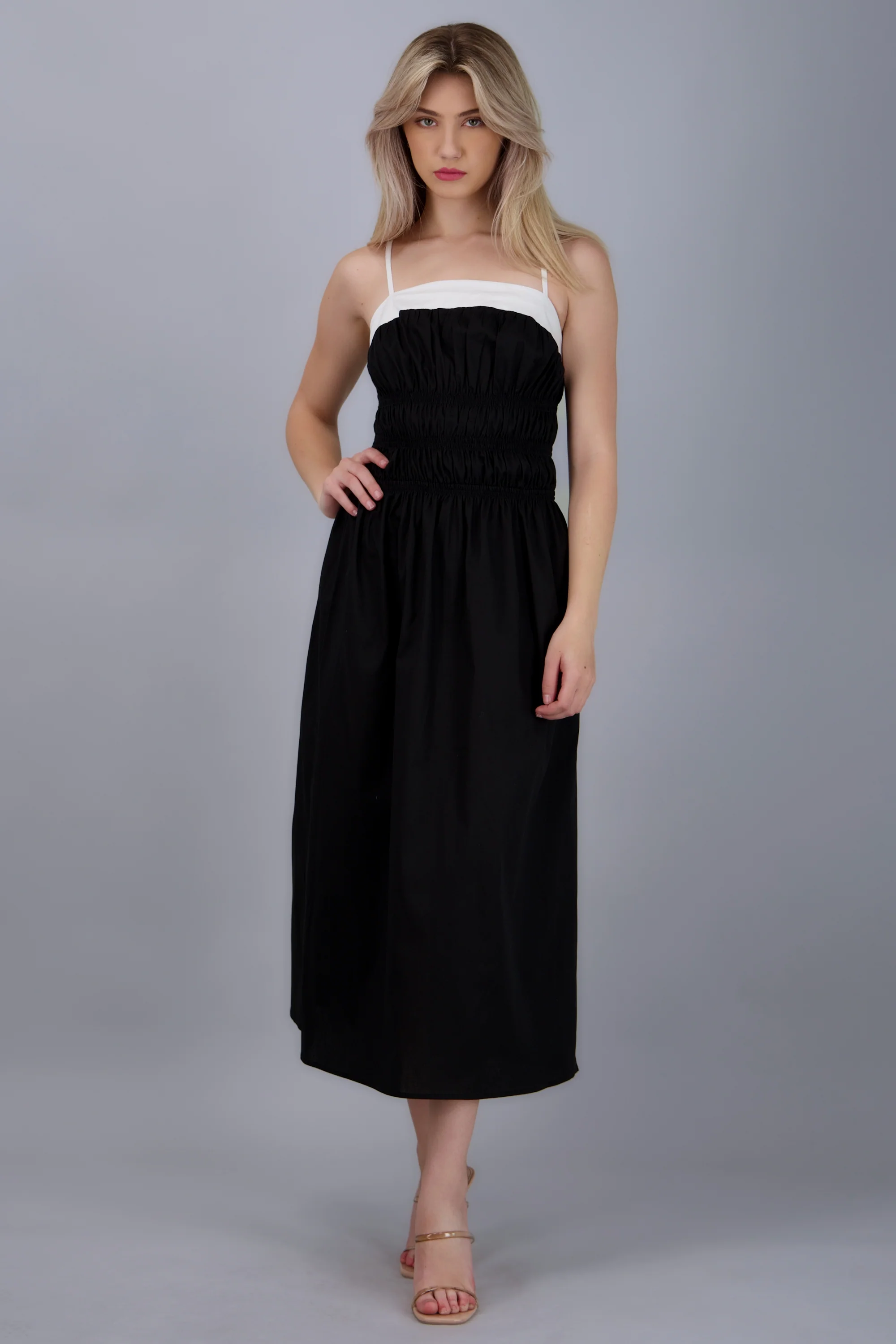 Vestido maxi detalle ligas contraste - Image 3