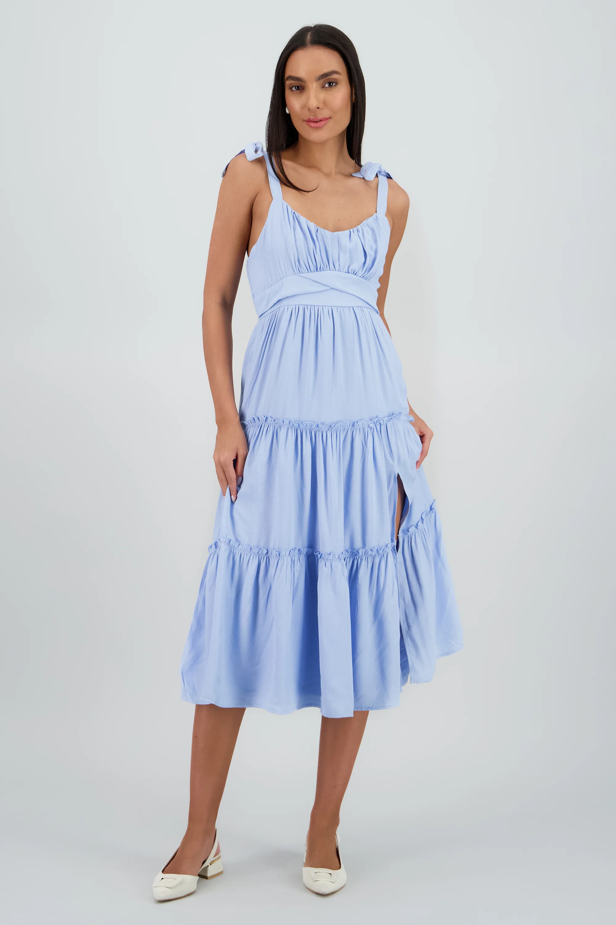 Vestido maxi detalle tirantes amarres
