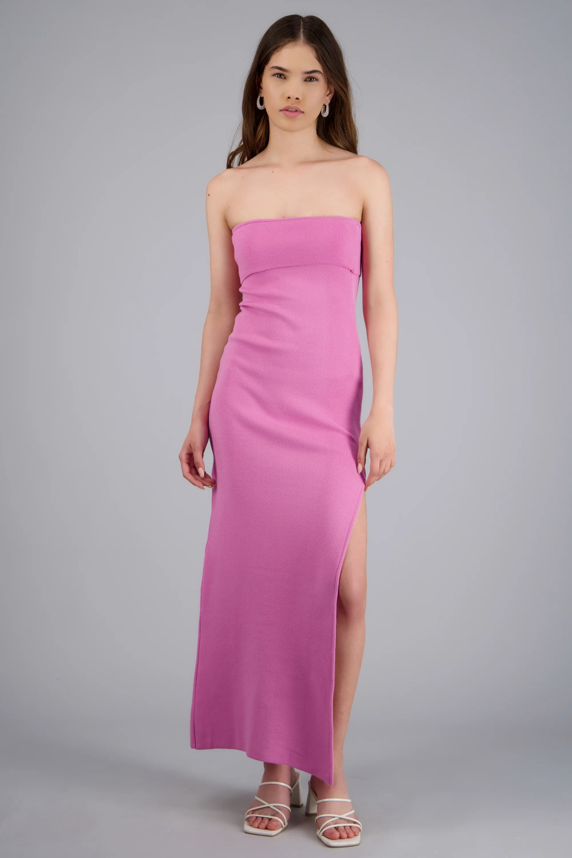 Vestido maxi doblez liso