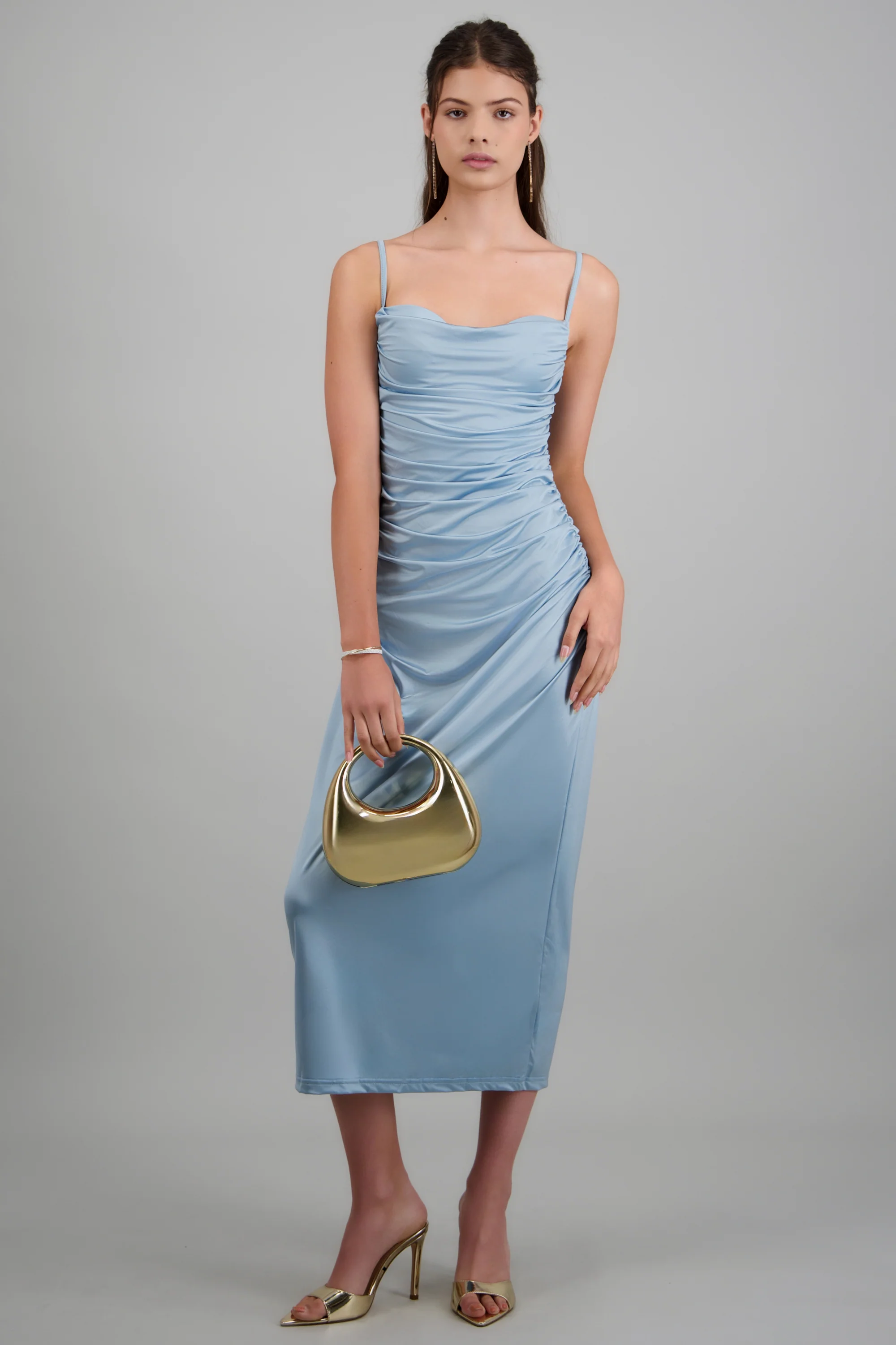 Vestido maxi drapeado con copas