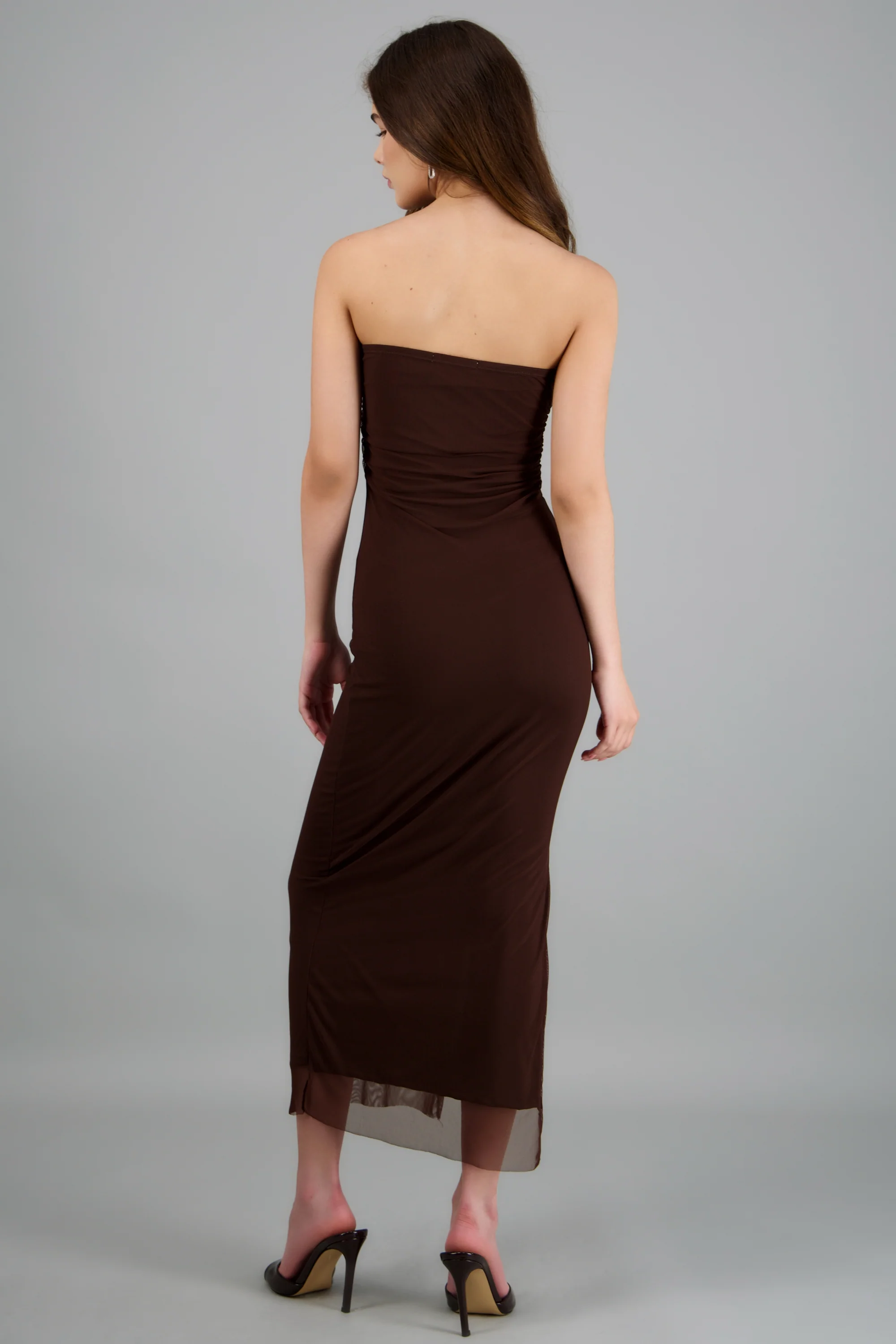 Vestido maxi drapeado mesh - Image 4