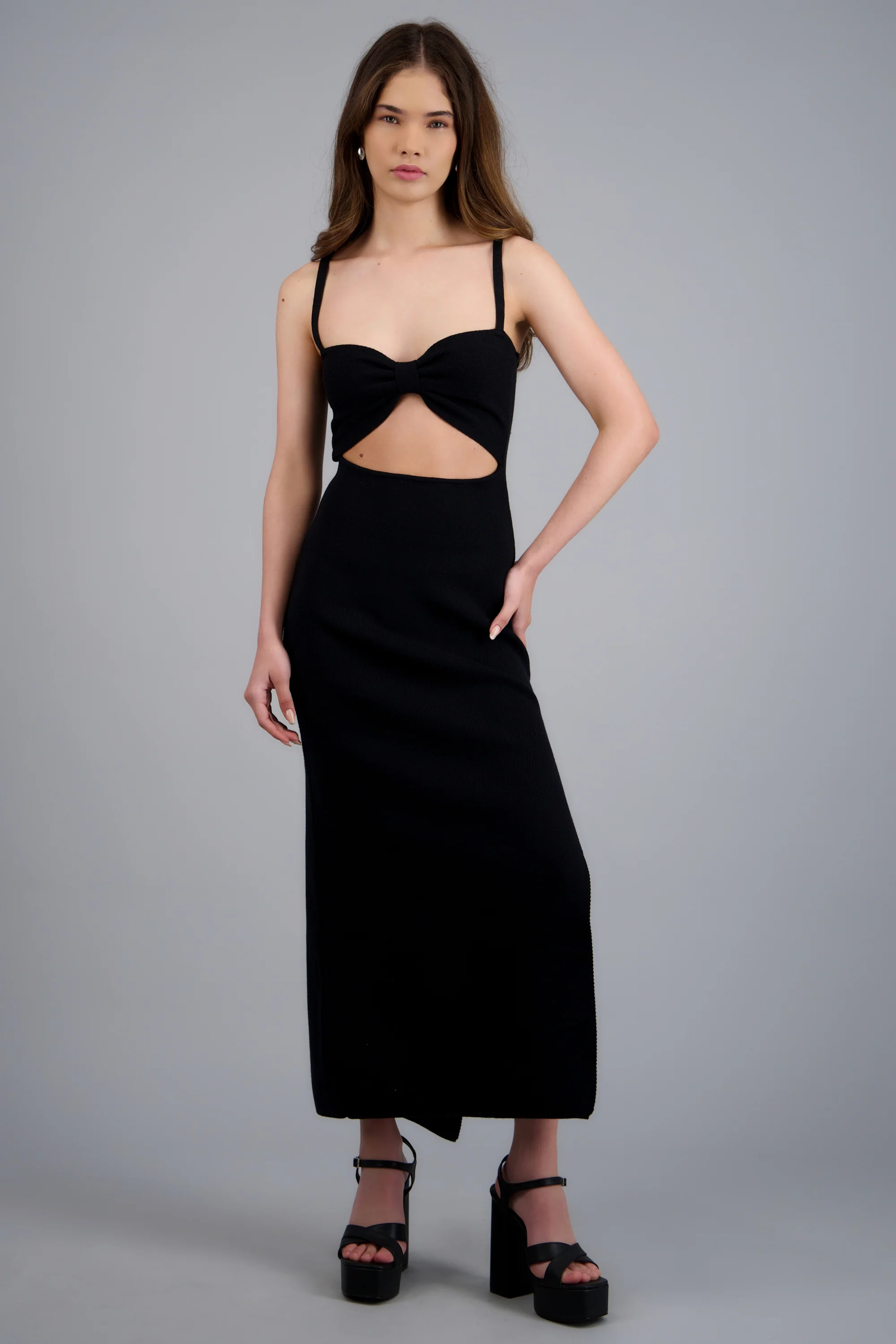 Vestido maxi escote moño