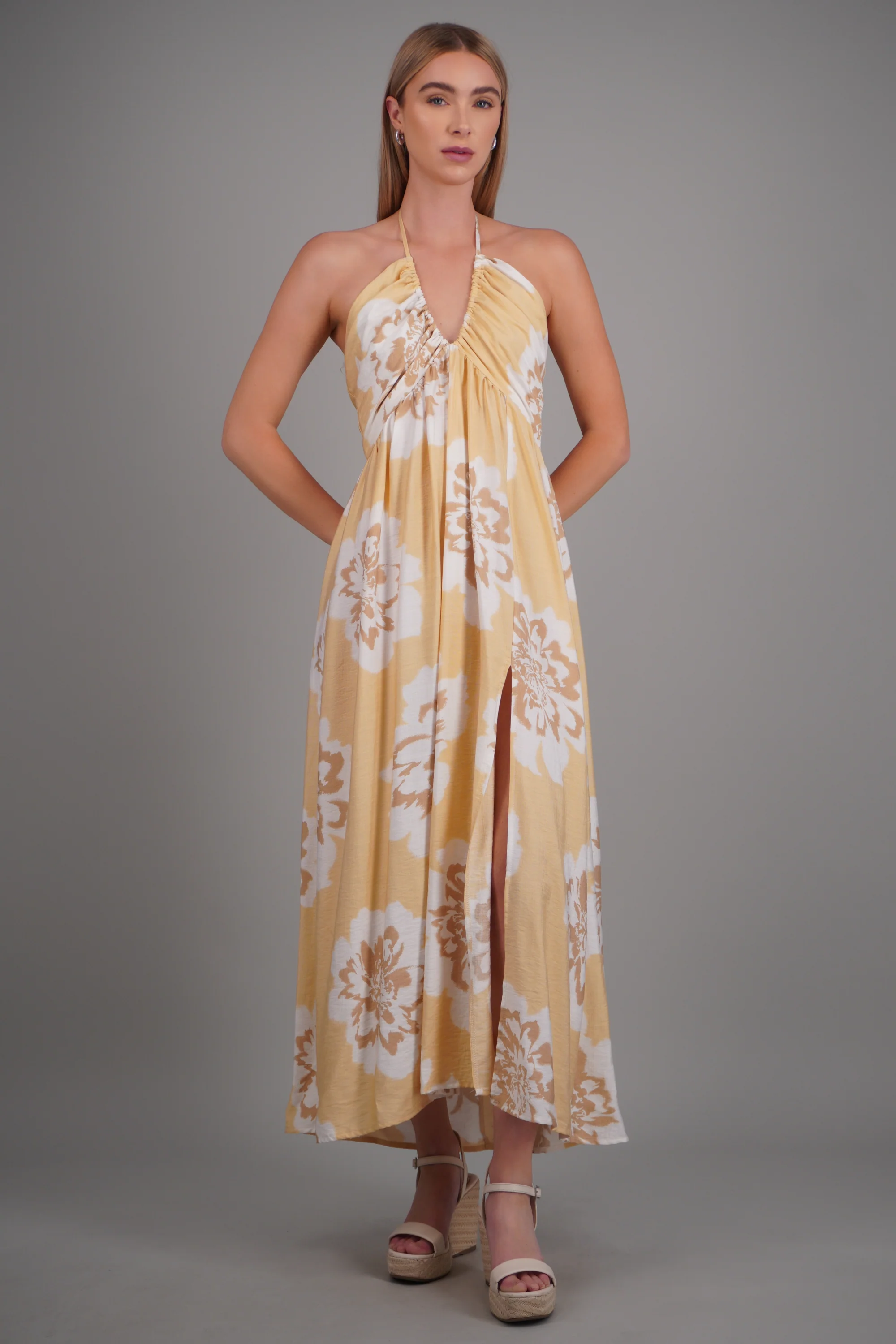 Vestido maxi estampado flores