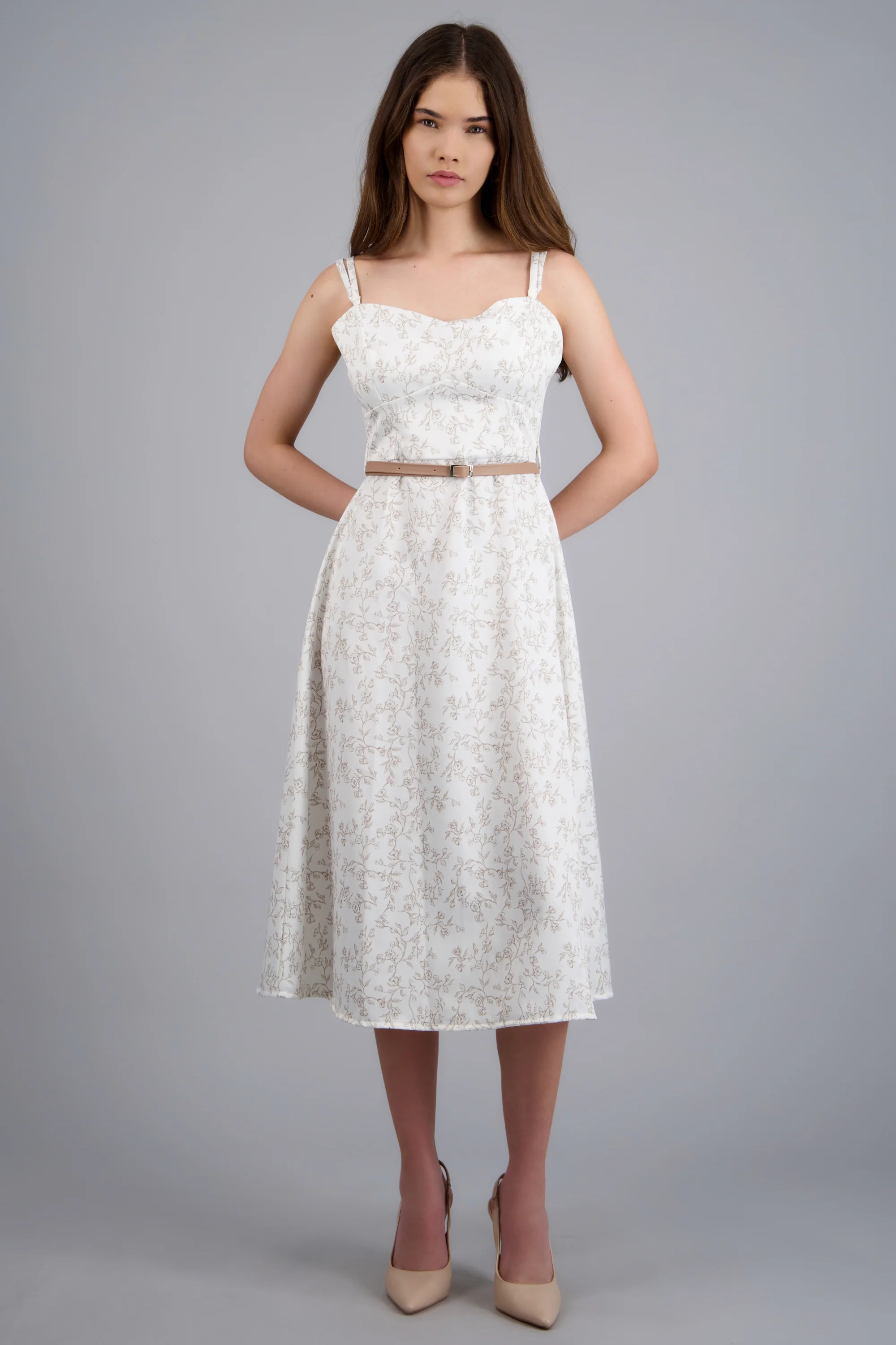 Vestido maxi estampado flores con cinto