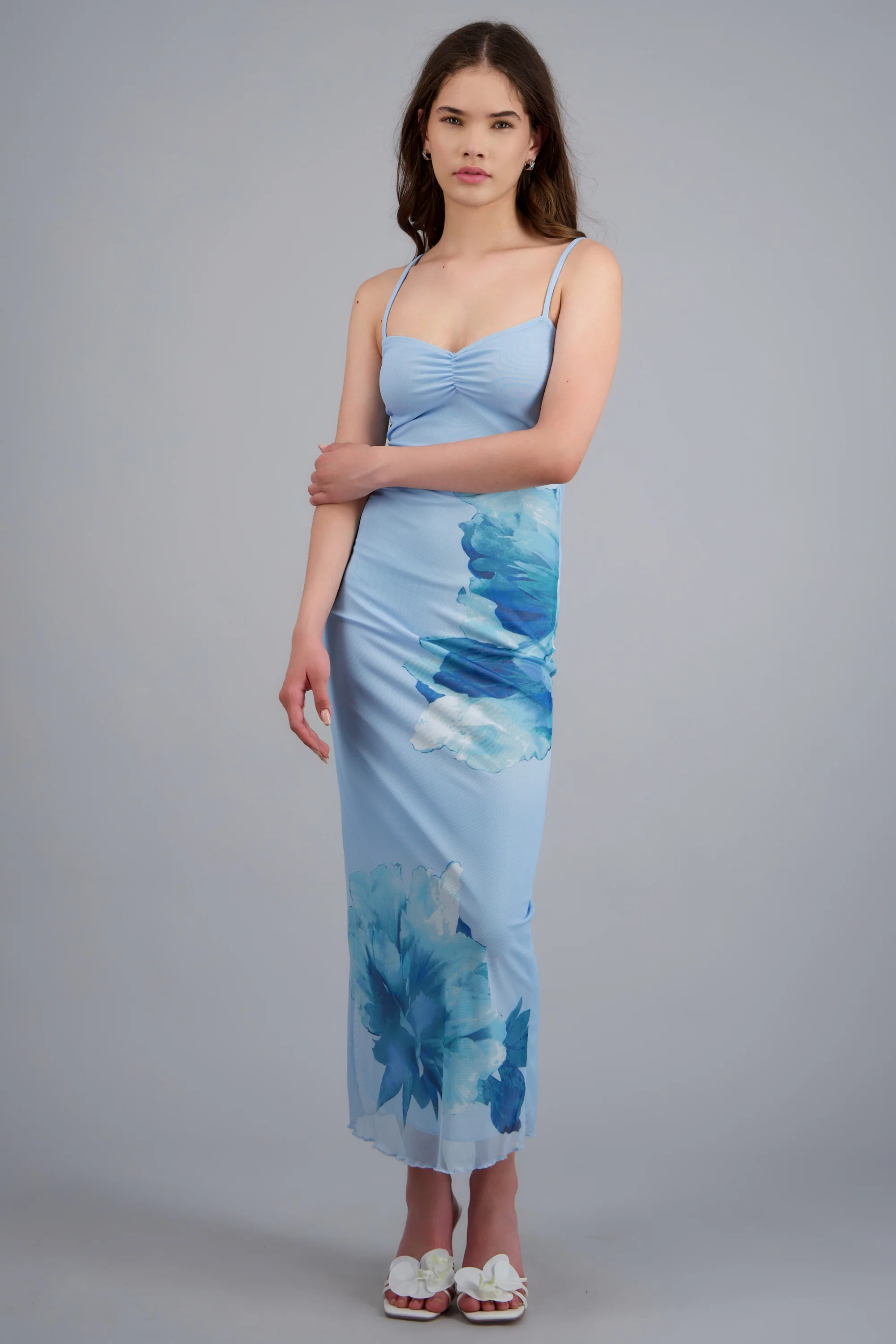 Vestido maxi estampado flores mesh - Image 2