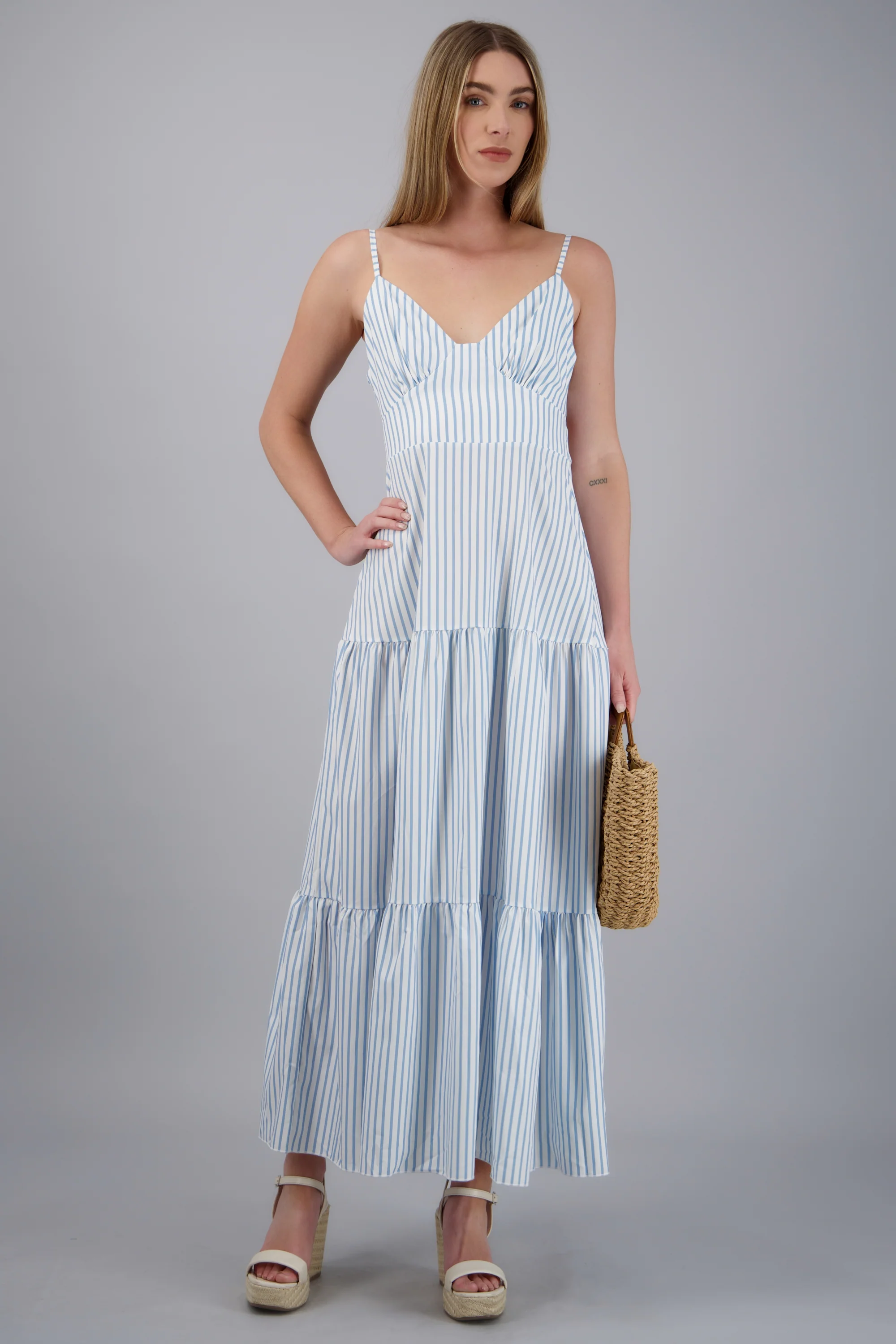 Vestido maxi estampado rayas