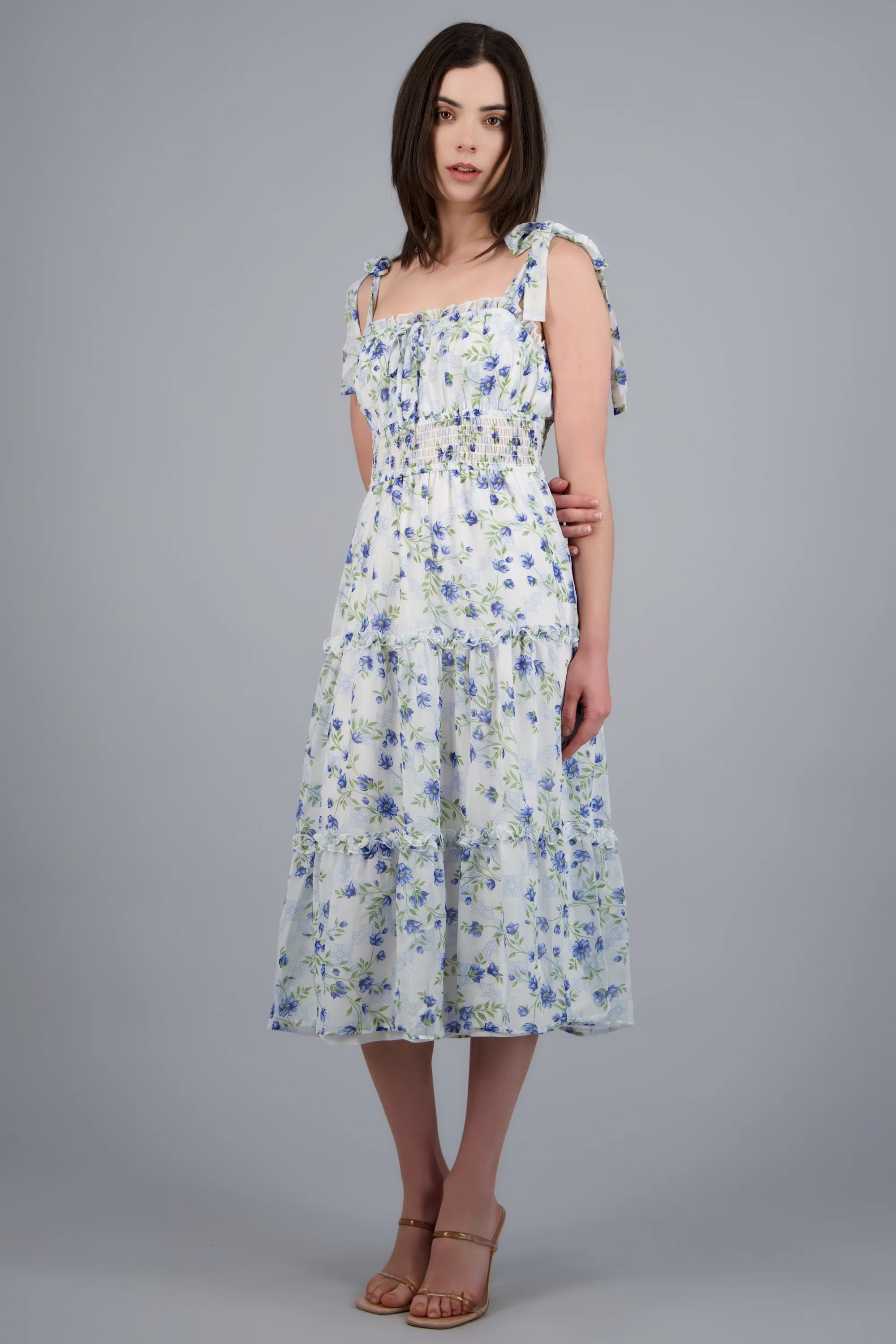 VESTIDO FLORES TIRANTES AMARRE - Image 3