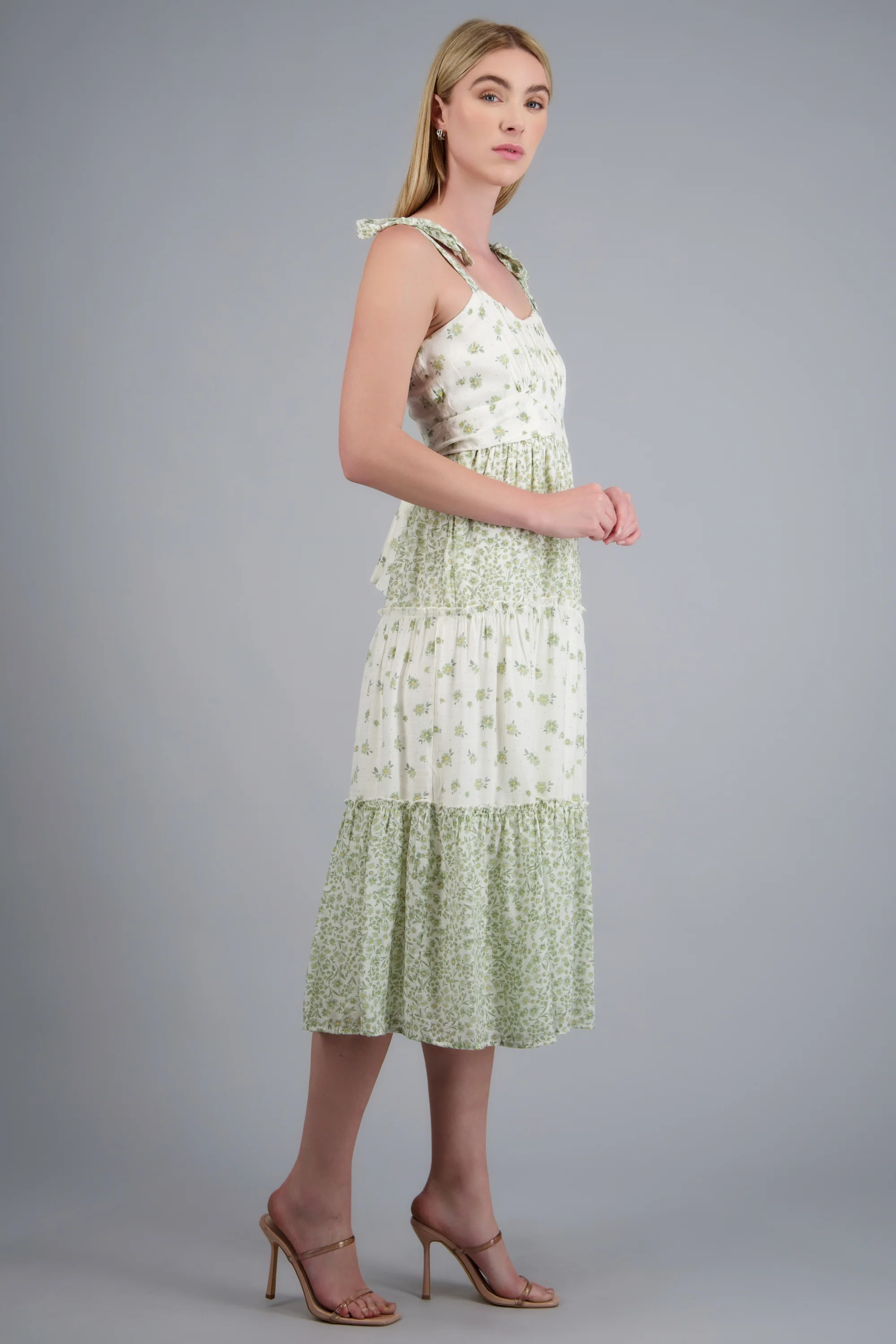 Vestido maxi flores detalle bloques - Image 2