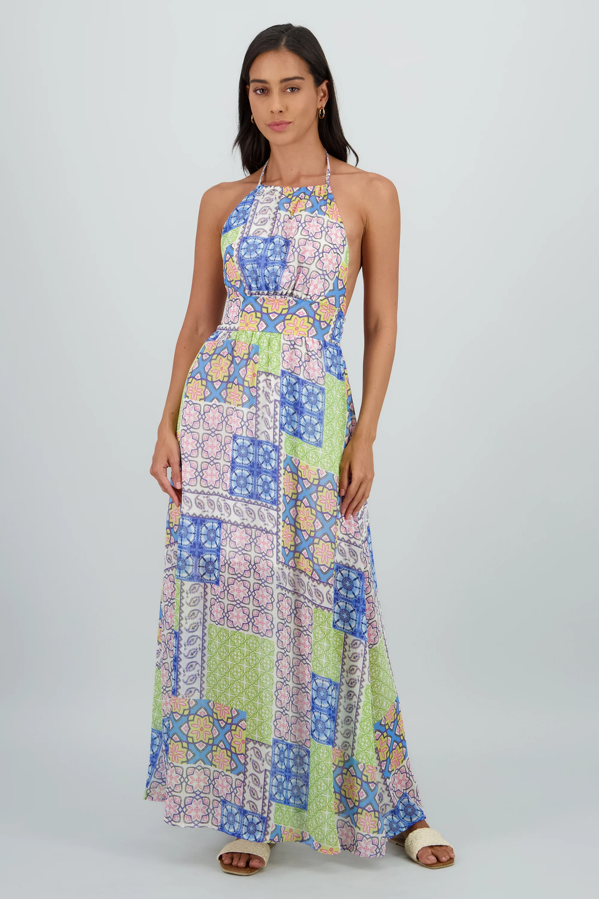 Vestido maxi halter boho