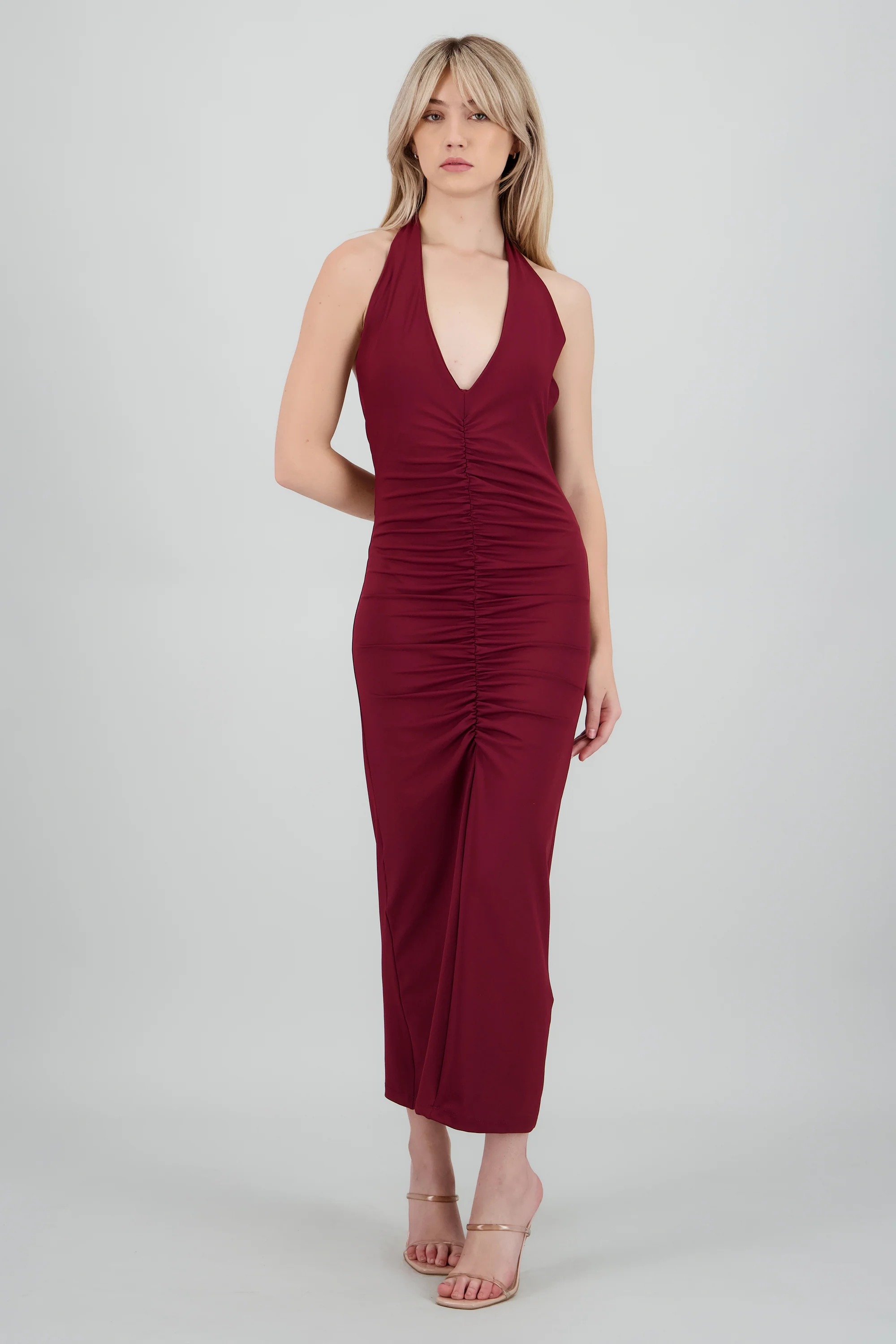 Vestido maxi halter drapeado - Image 2
