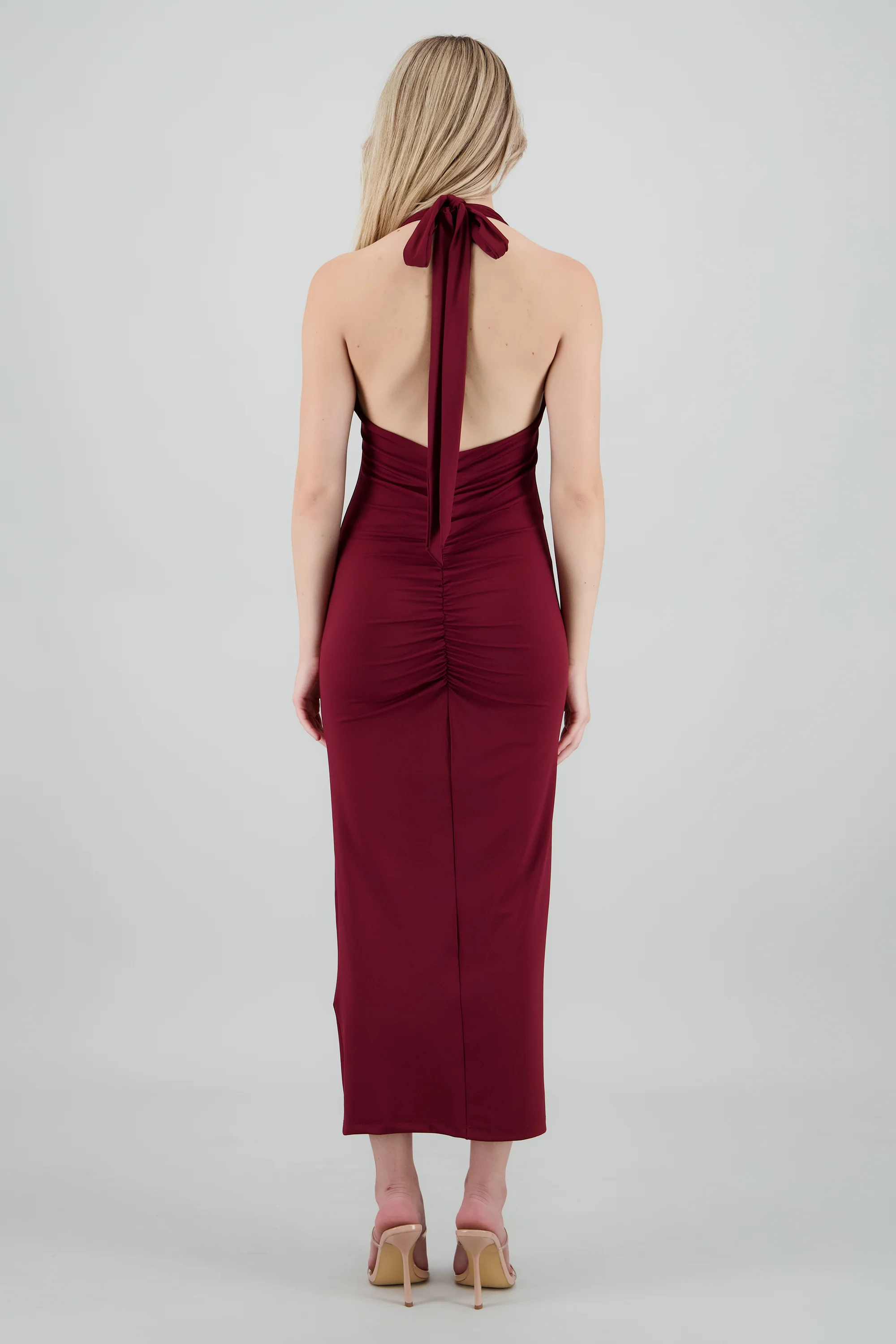 Vestido maxi halter drapeado - Image 4