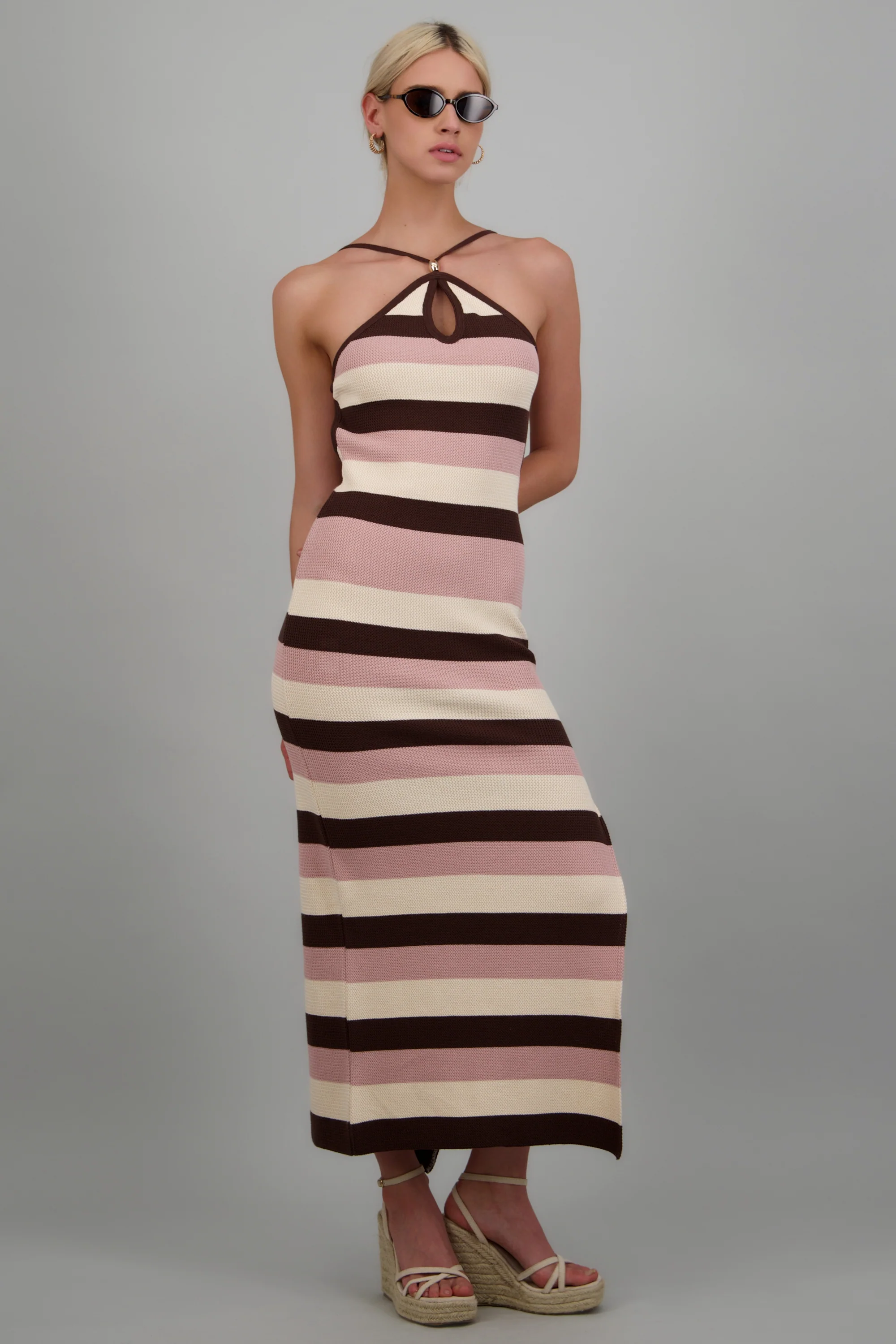 Vestido maxi líneas textura