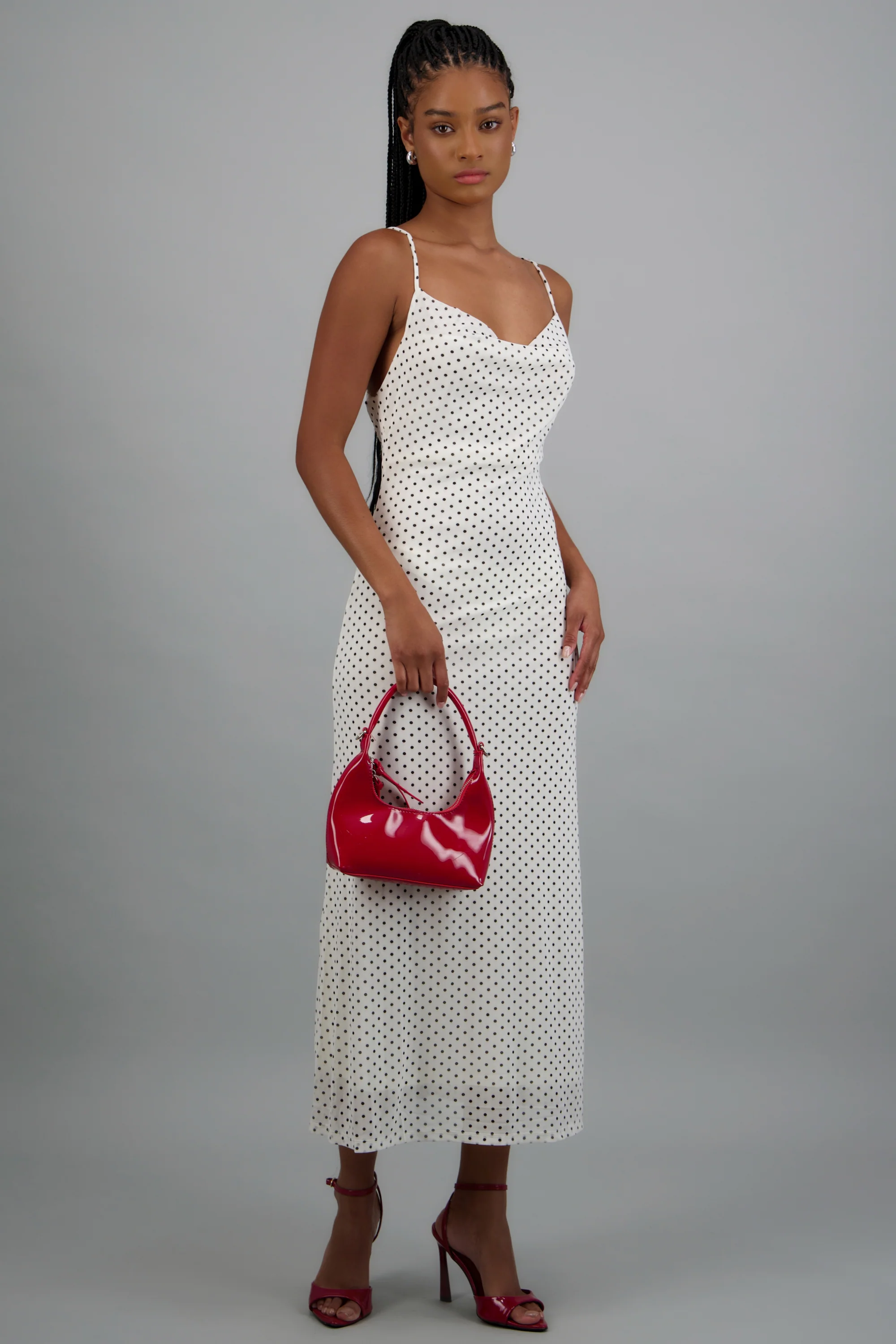 Vestido maxi mesh polka dots