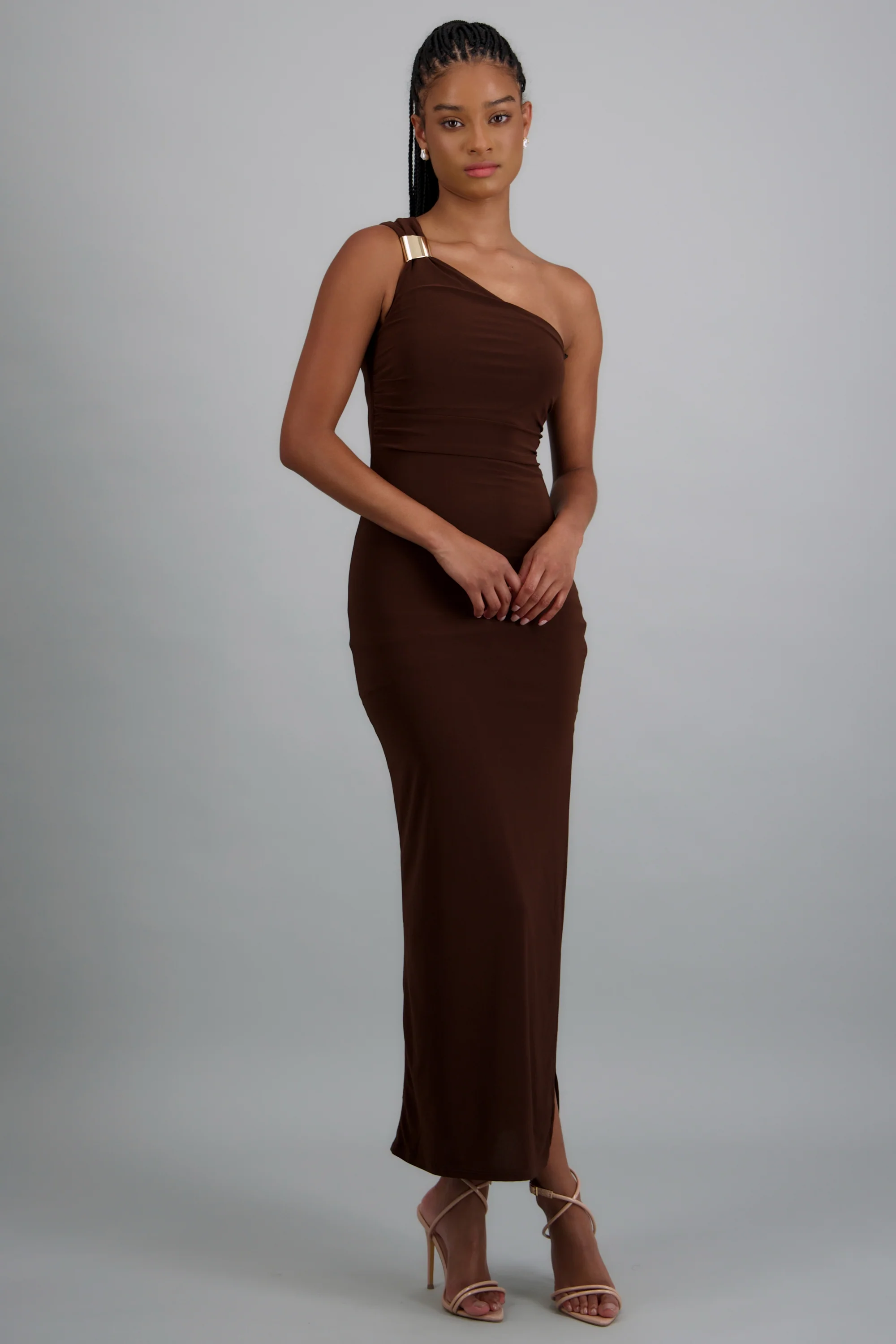 Vestido maxi off shoulder detalle herraje - Image 3