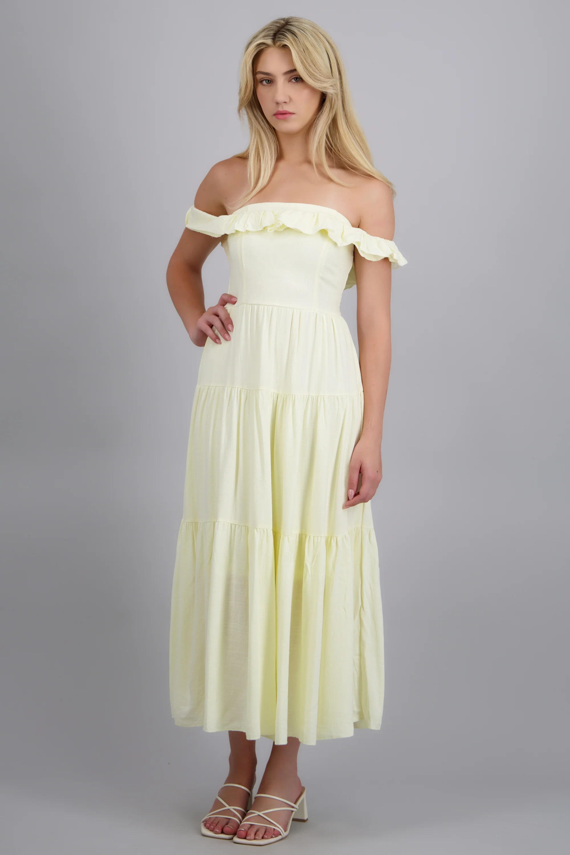 Vestido maxi off shoulder mini olanes