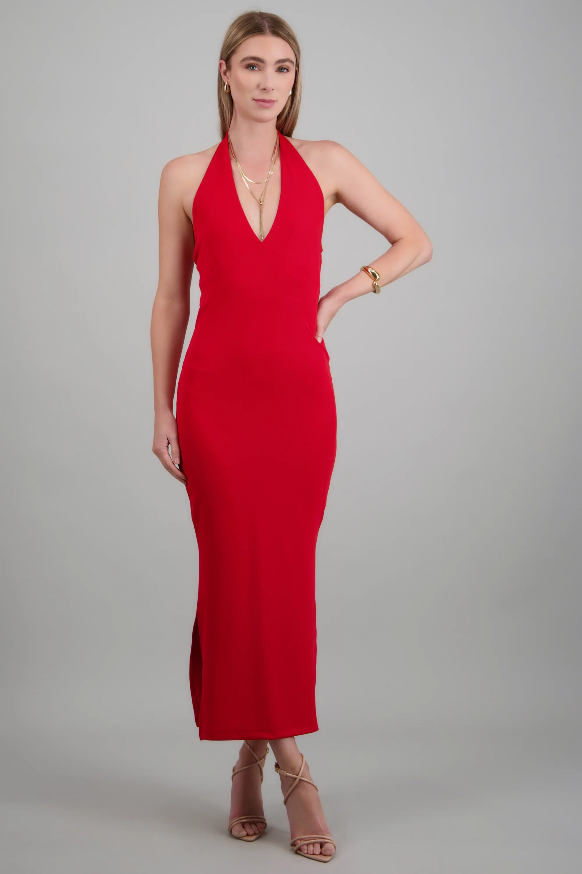 vestido maxi rib escote v