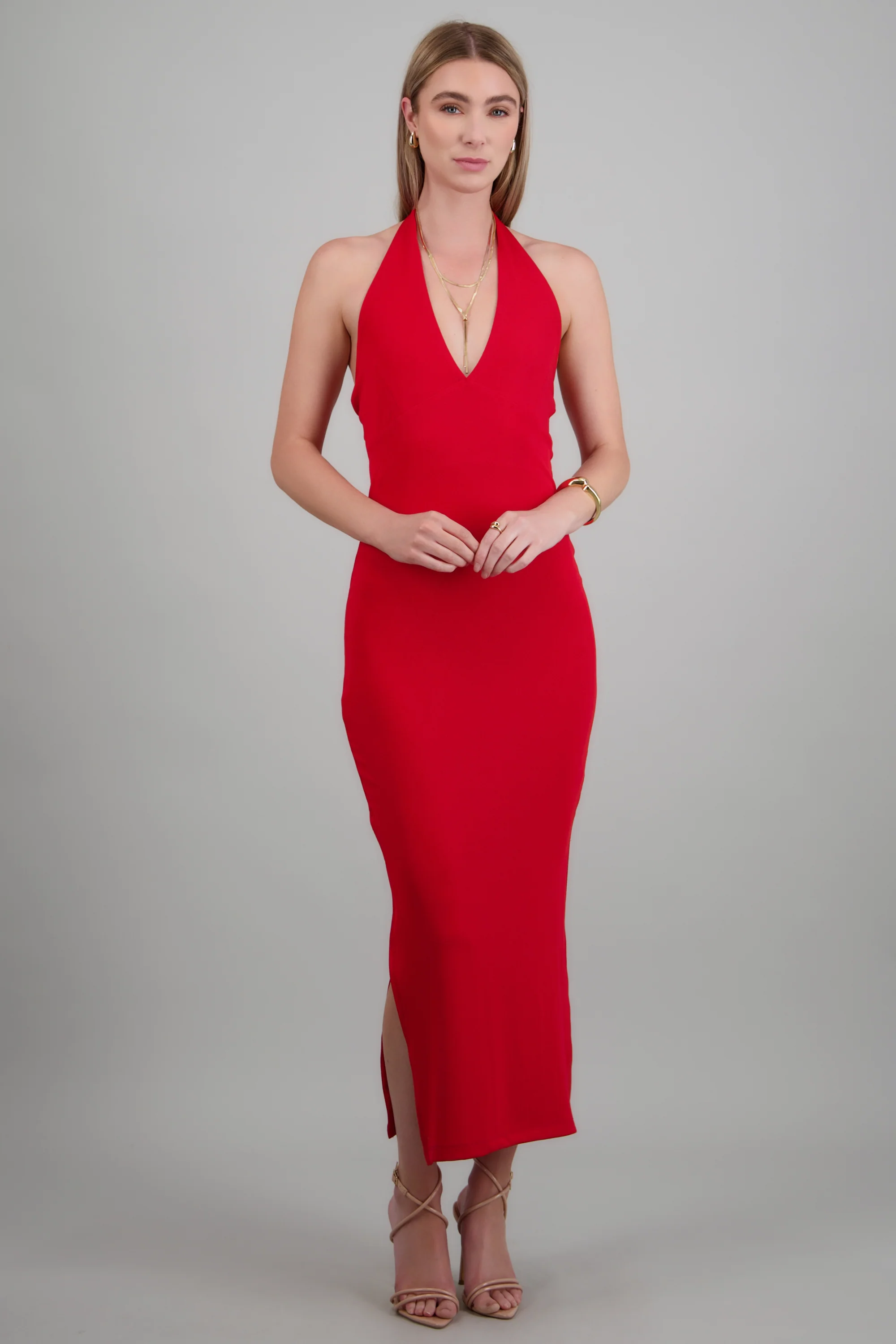 vestido maxi rib escote v - Image 3