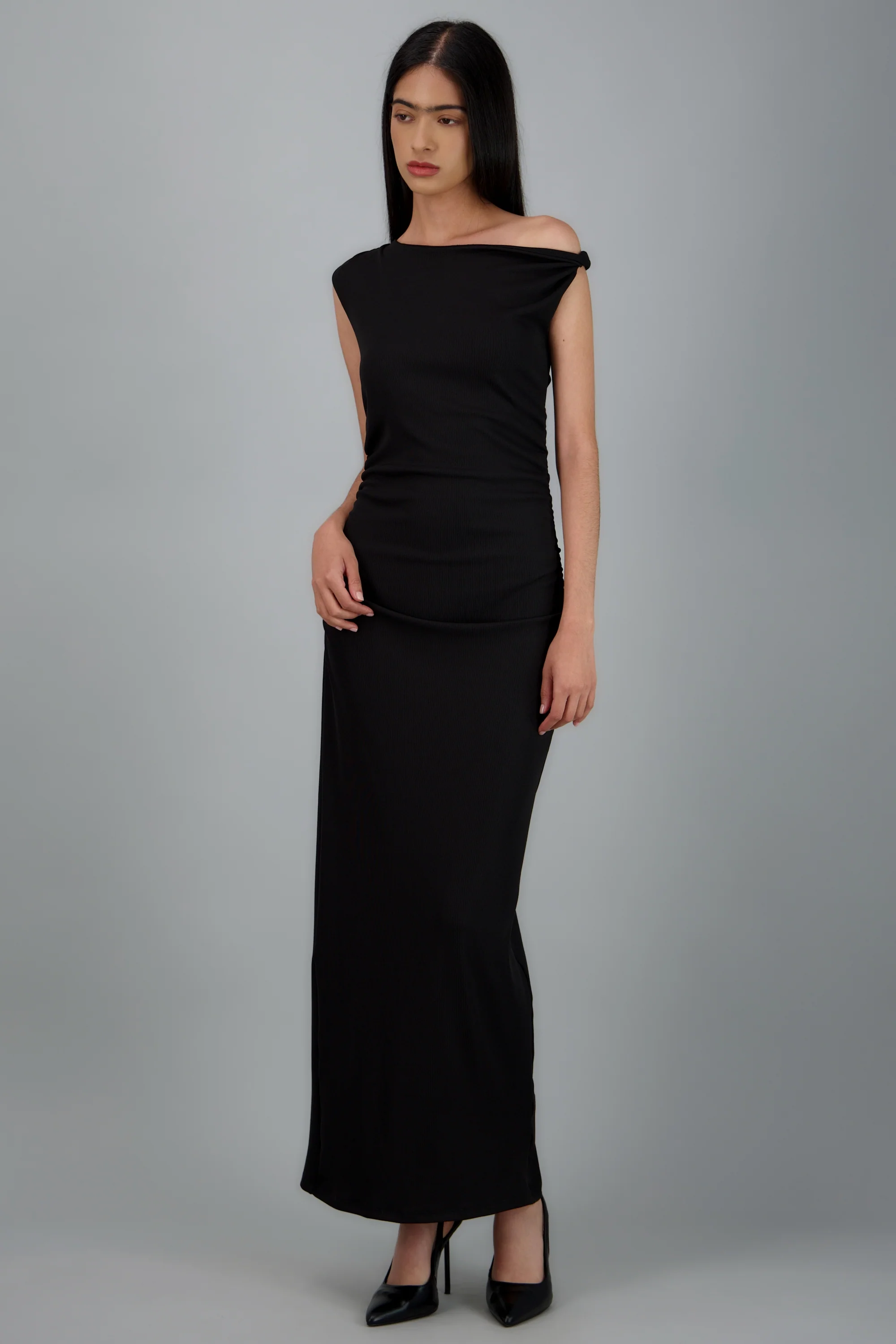 Vestido maxi rib tirantes asimetricos - Image 4