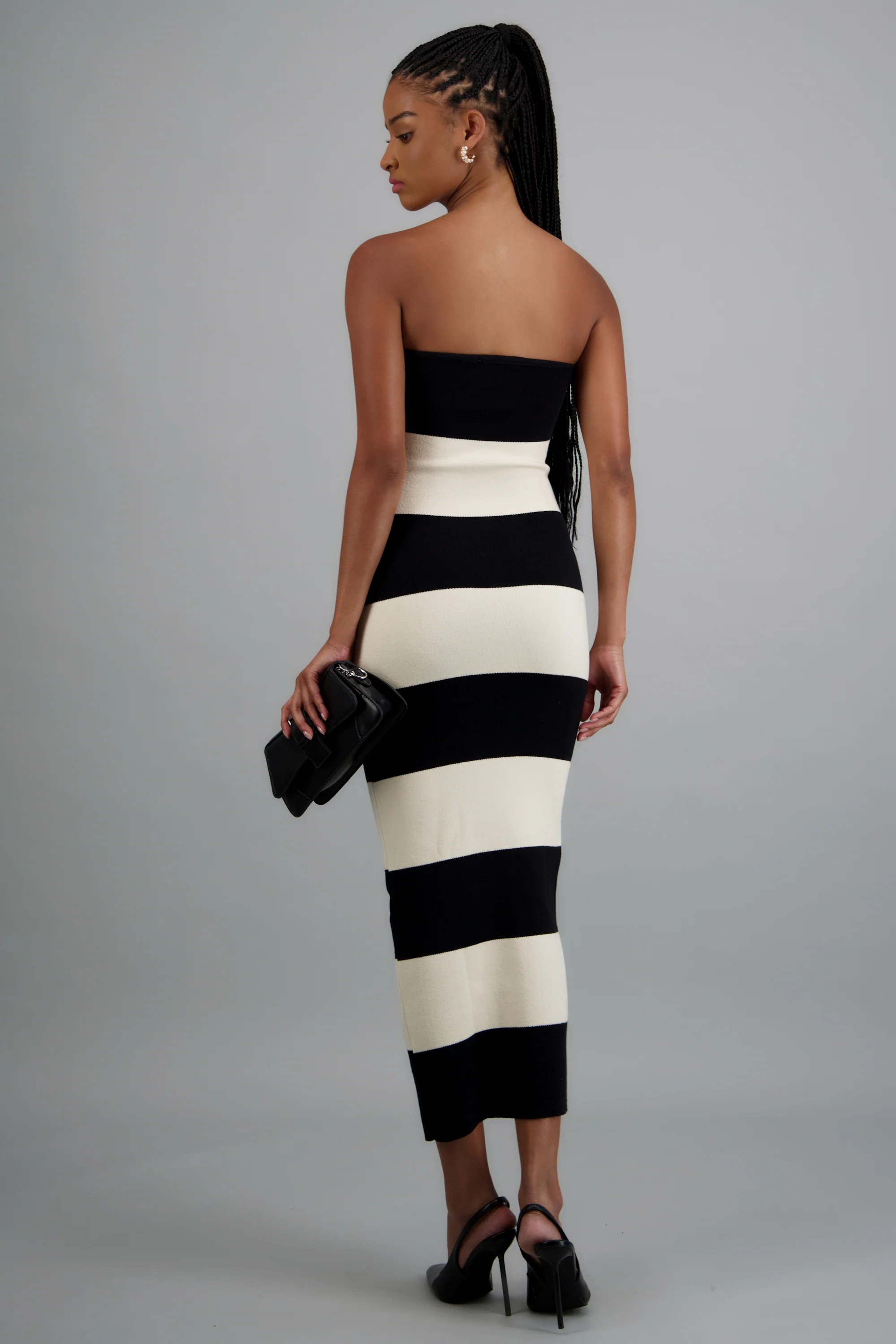 Vestido maxi strapless bicolor - Image 4