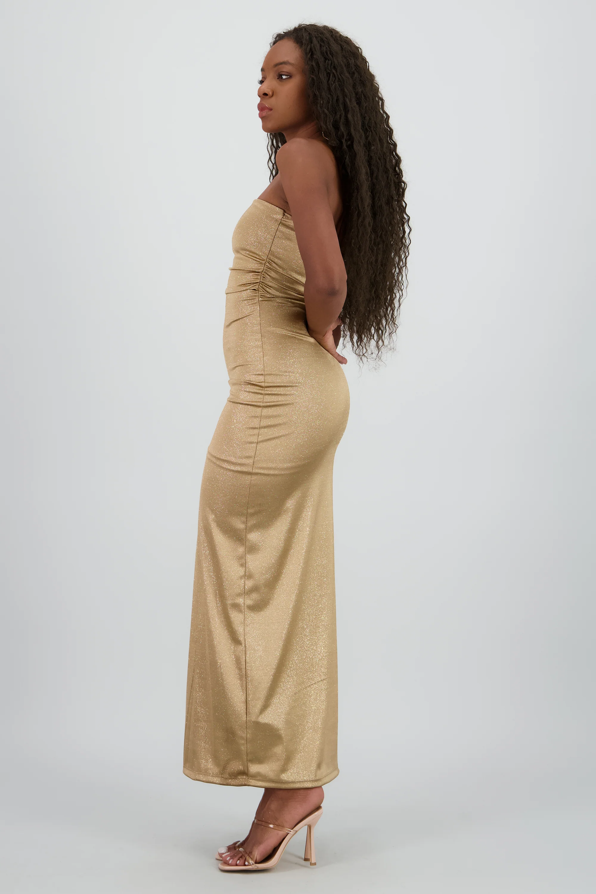 Vestido maxi strapless brillos - Image 3