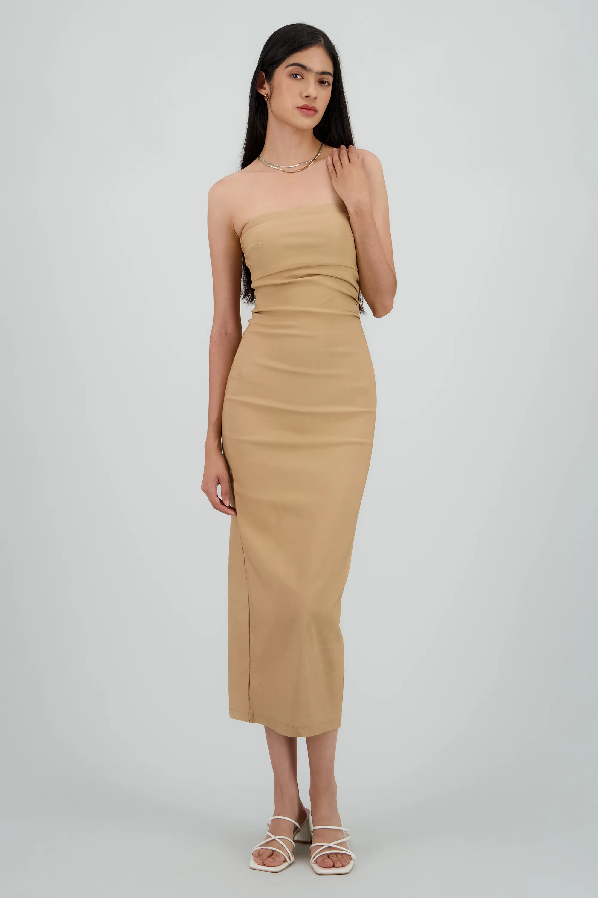 Vestido maxi strapless drapeado hypsters - Image 2