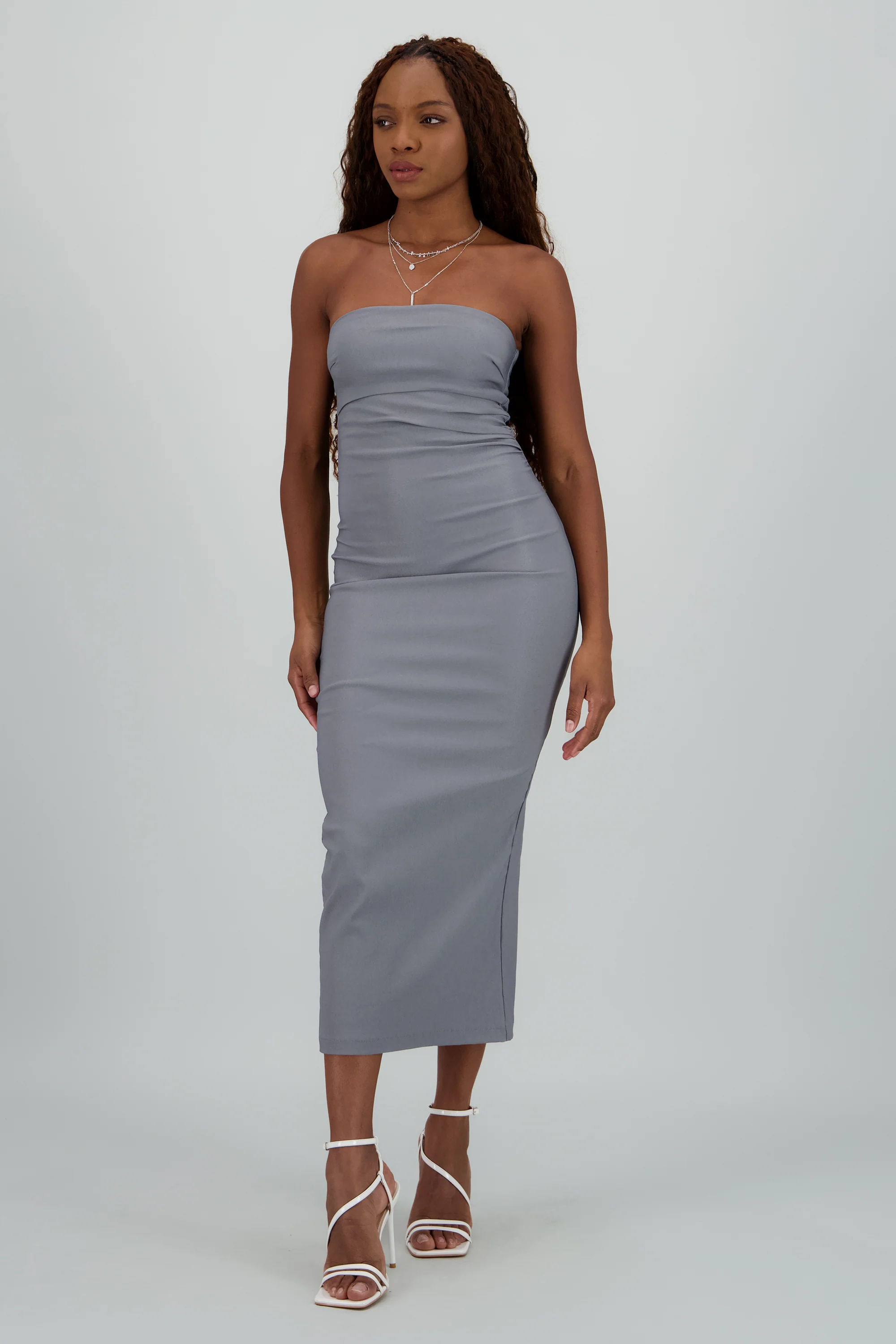 Vestido maxi strapless drapeado hypsters - Image 2