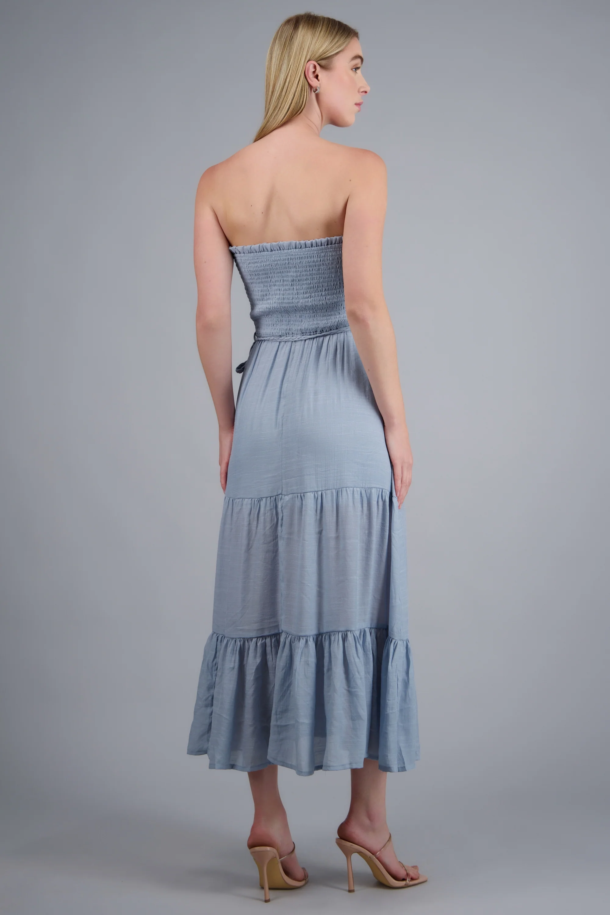 vestido maxi strapless fruncido - Image 4