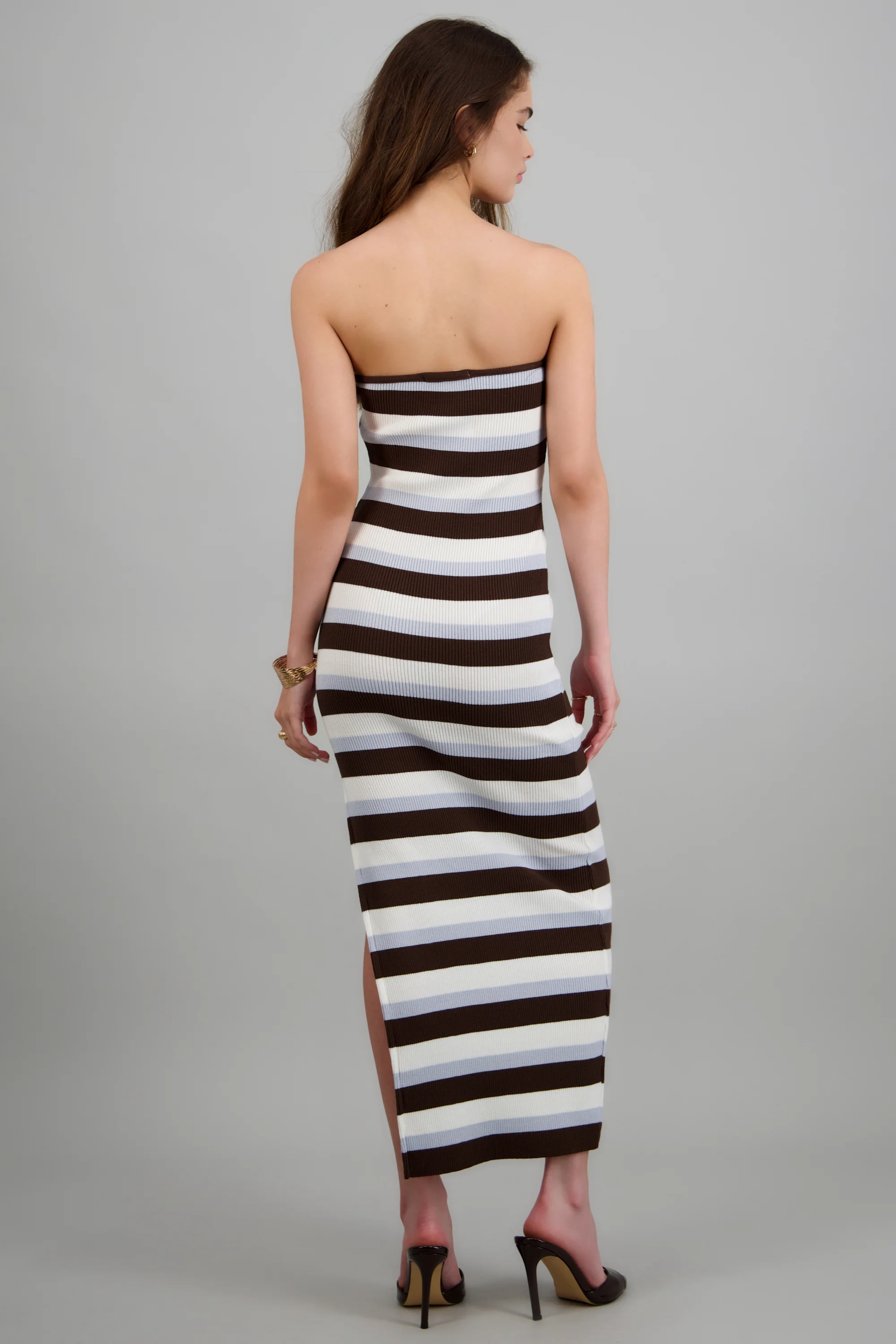 Vestido maxi strapless líneas - Image 2