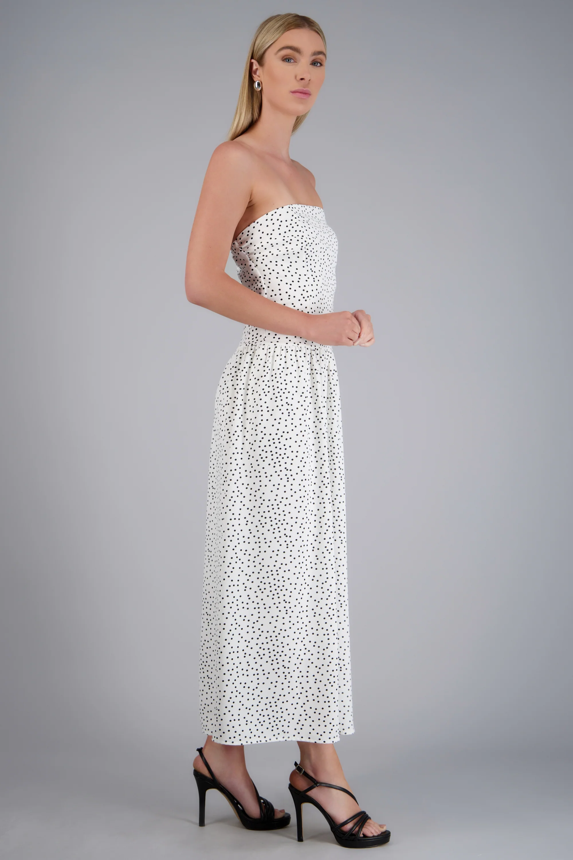 Vestido maxi strapless polka dots - Image 2
