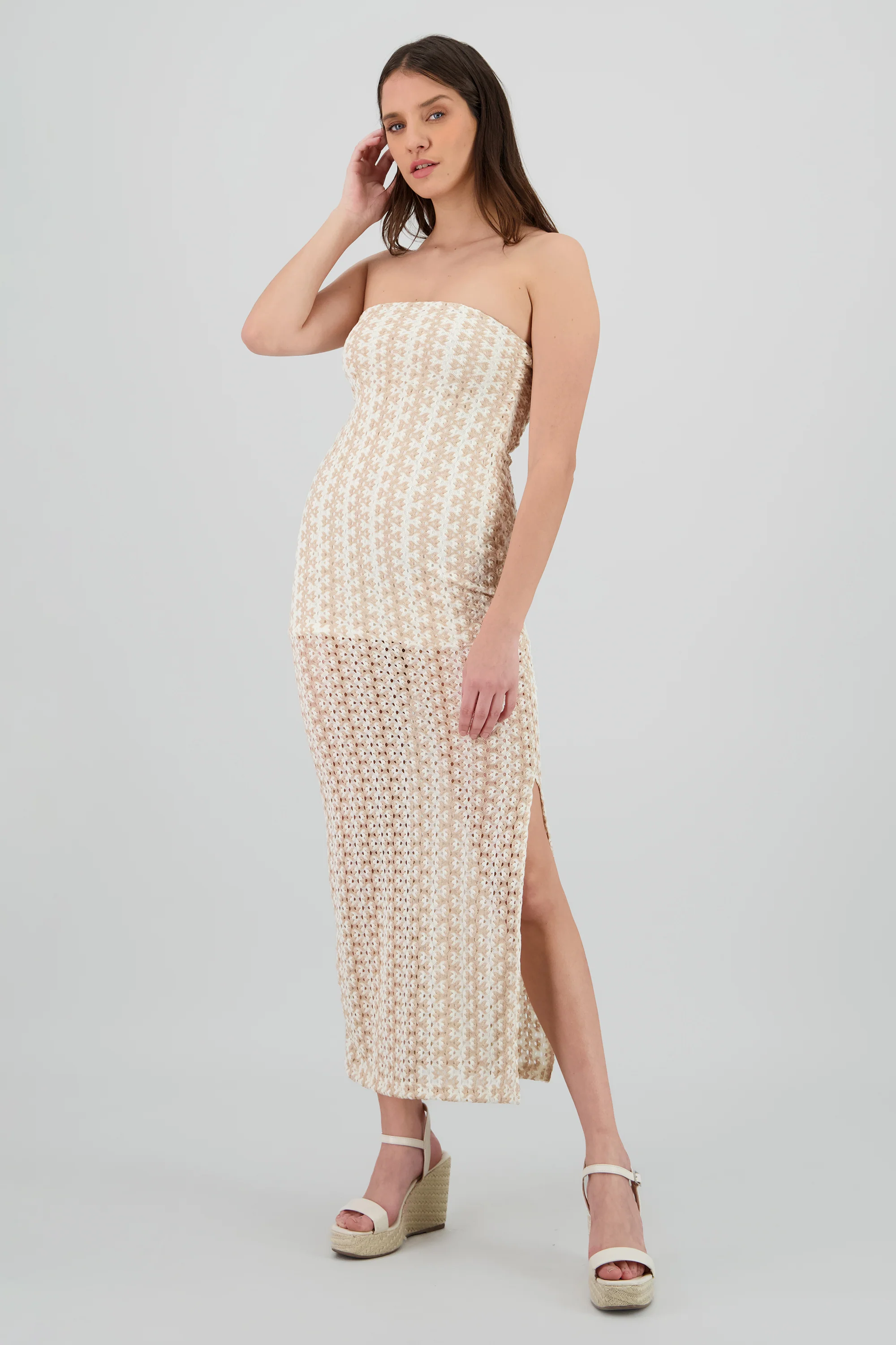 Vestido maxi strapless tejido - Image 2