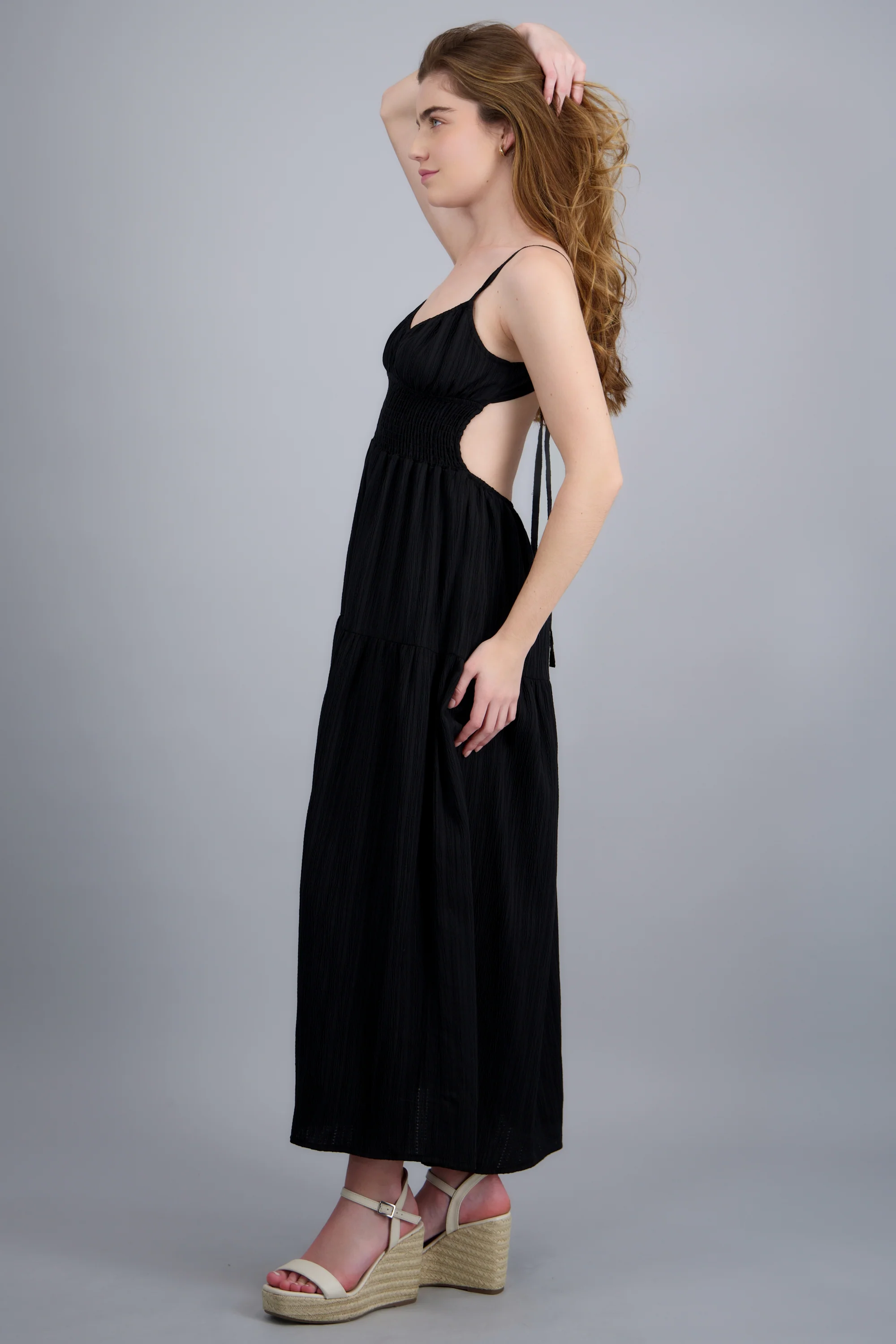Vestido maxi textura smock cintura - Image 3