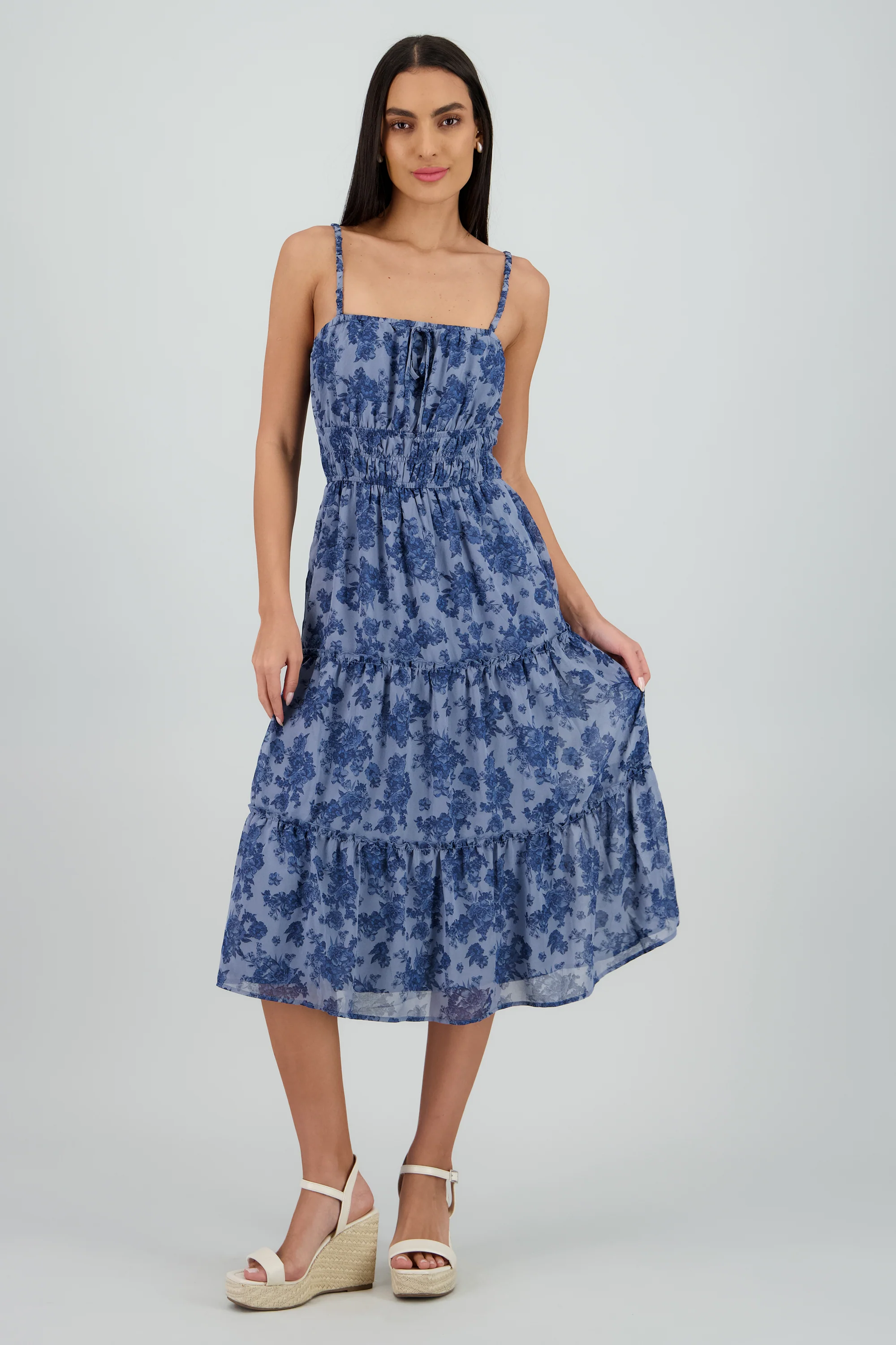 Vestido maxi tirantes detalle frunce