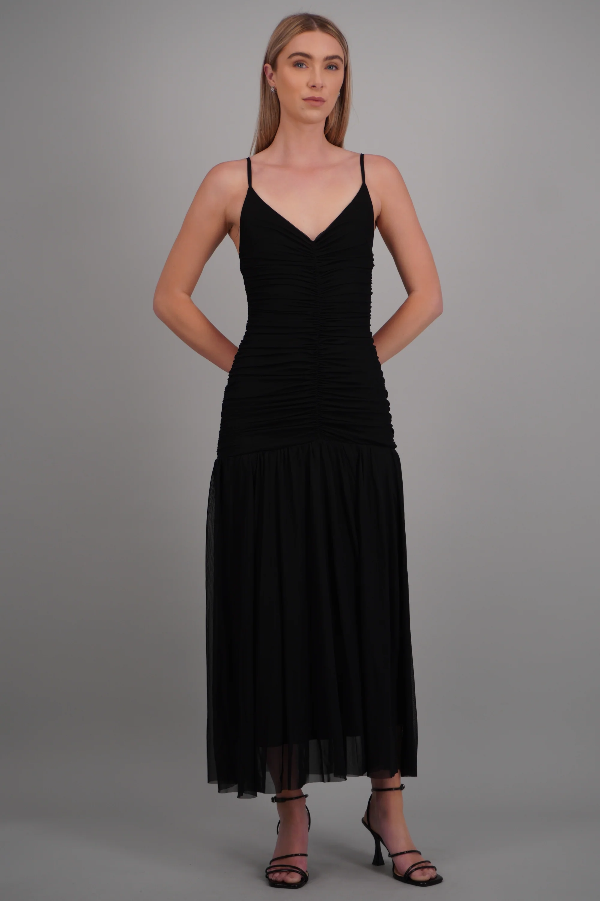 Vestido maxi tirantes drapeado - Image 2