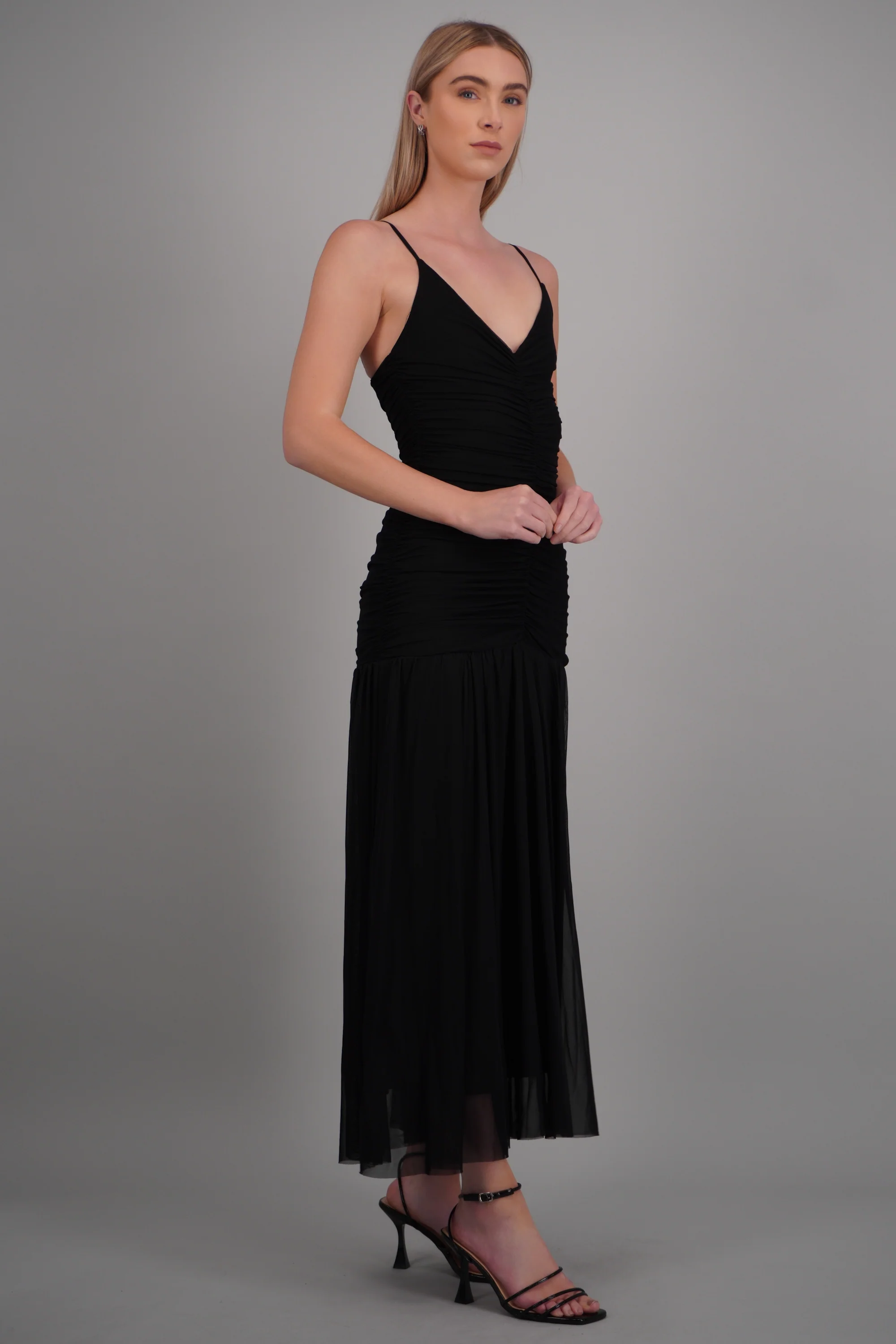 Vestido maxi tirantes drapeado - Image 3