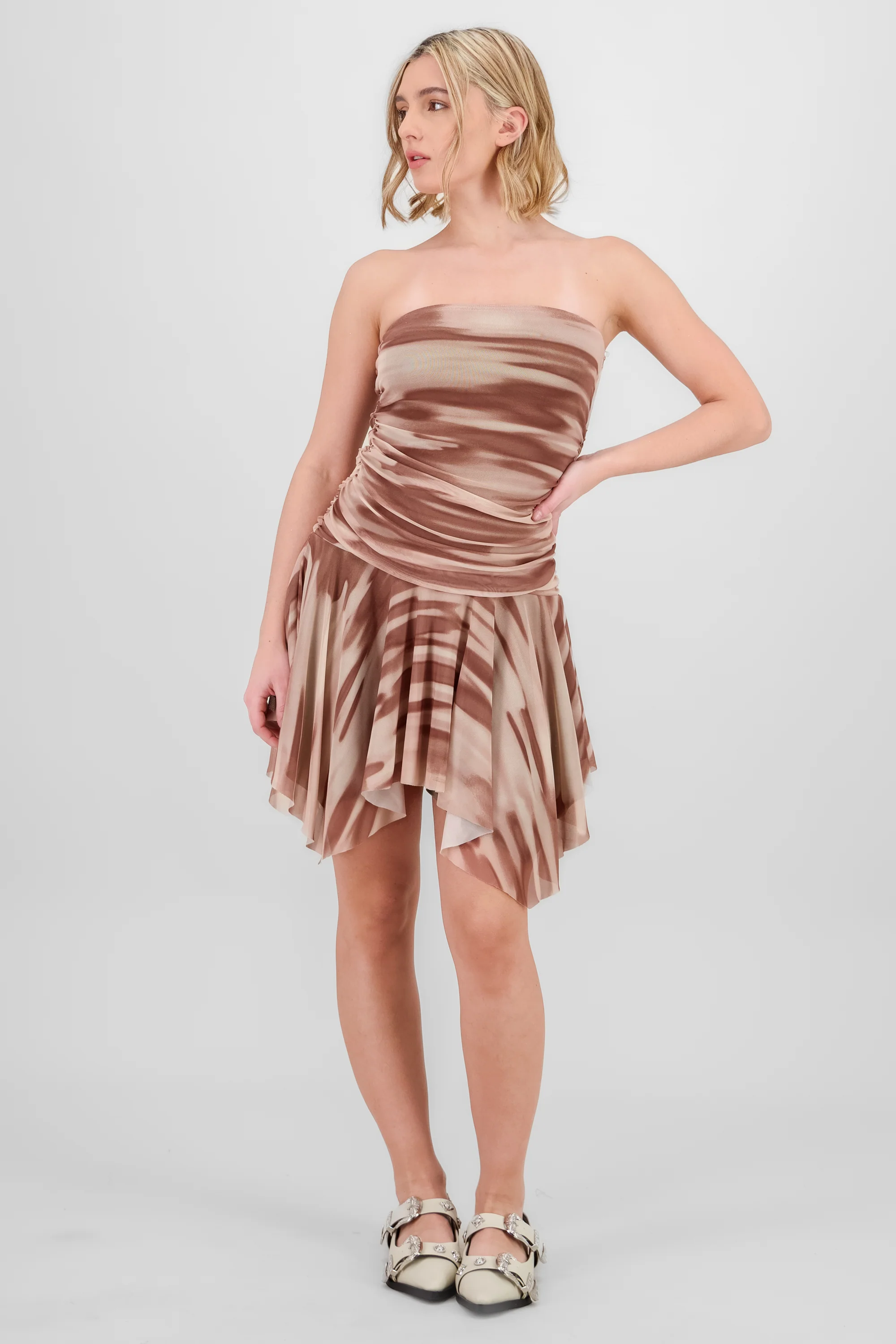 Vestido mesh asimetrico estampado - Image 2