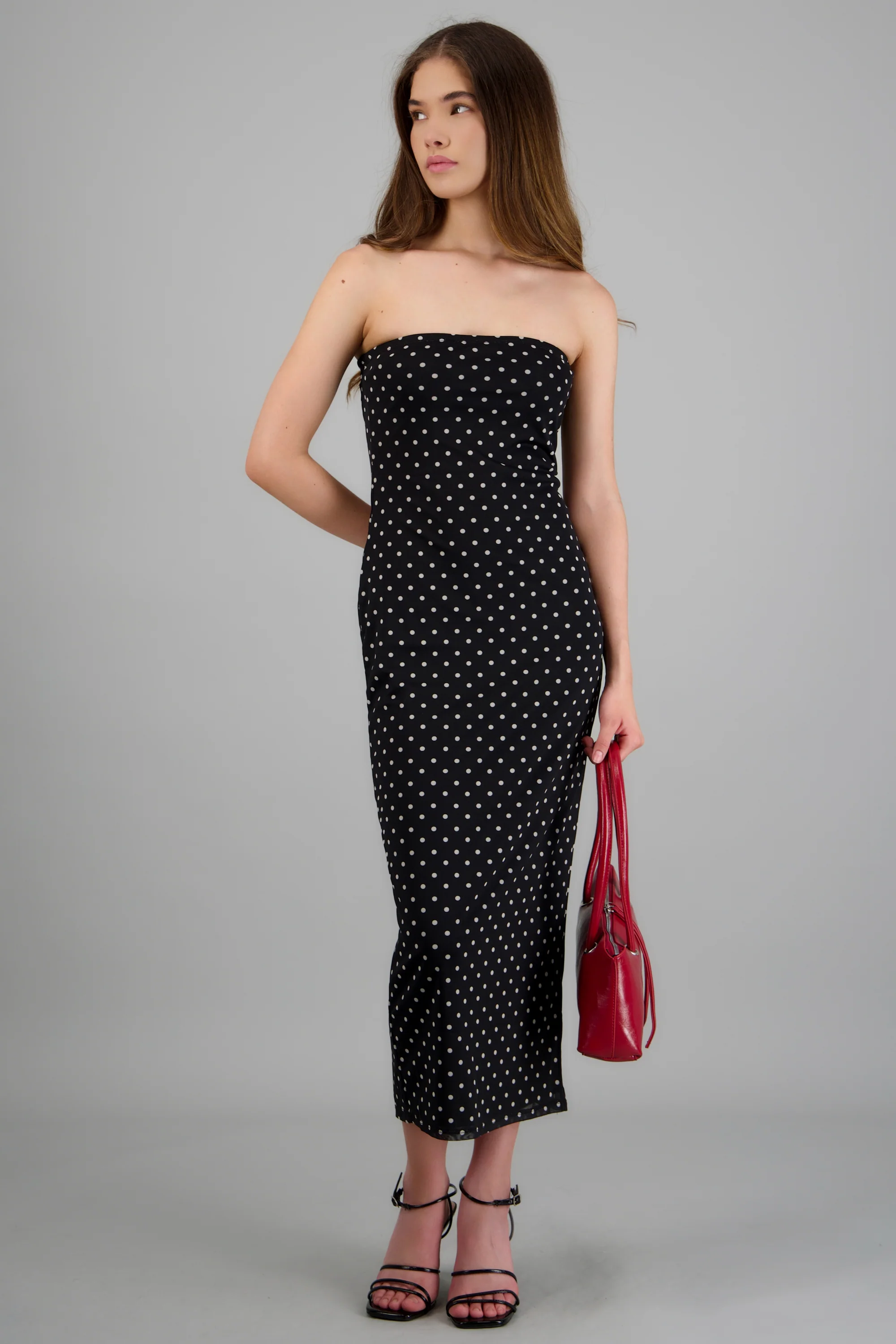 Vestido midi bandeau mesh polkas - Image 2