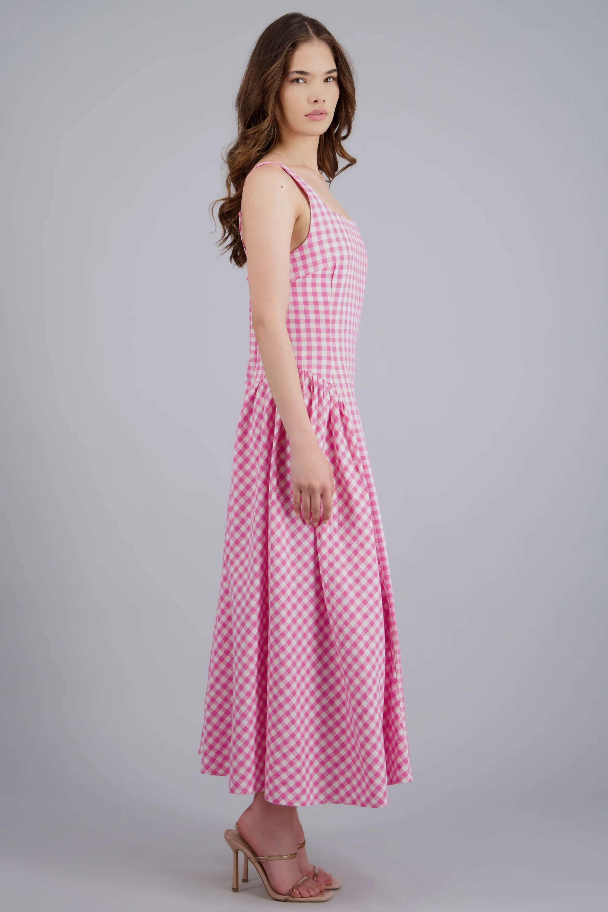 Vestido midi con tirantes gingham - Image 2