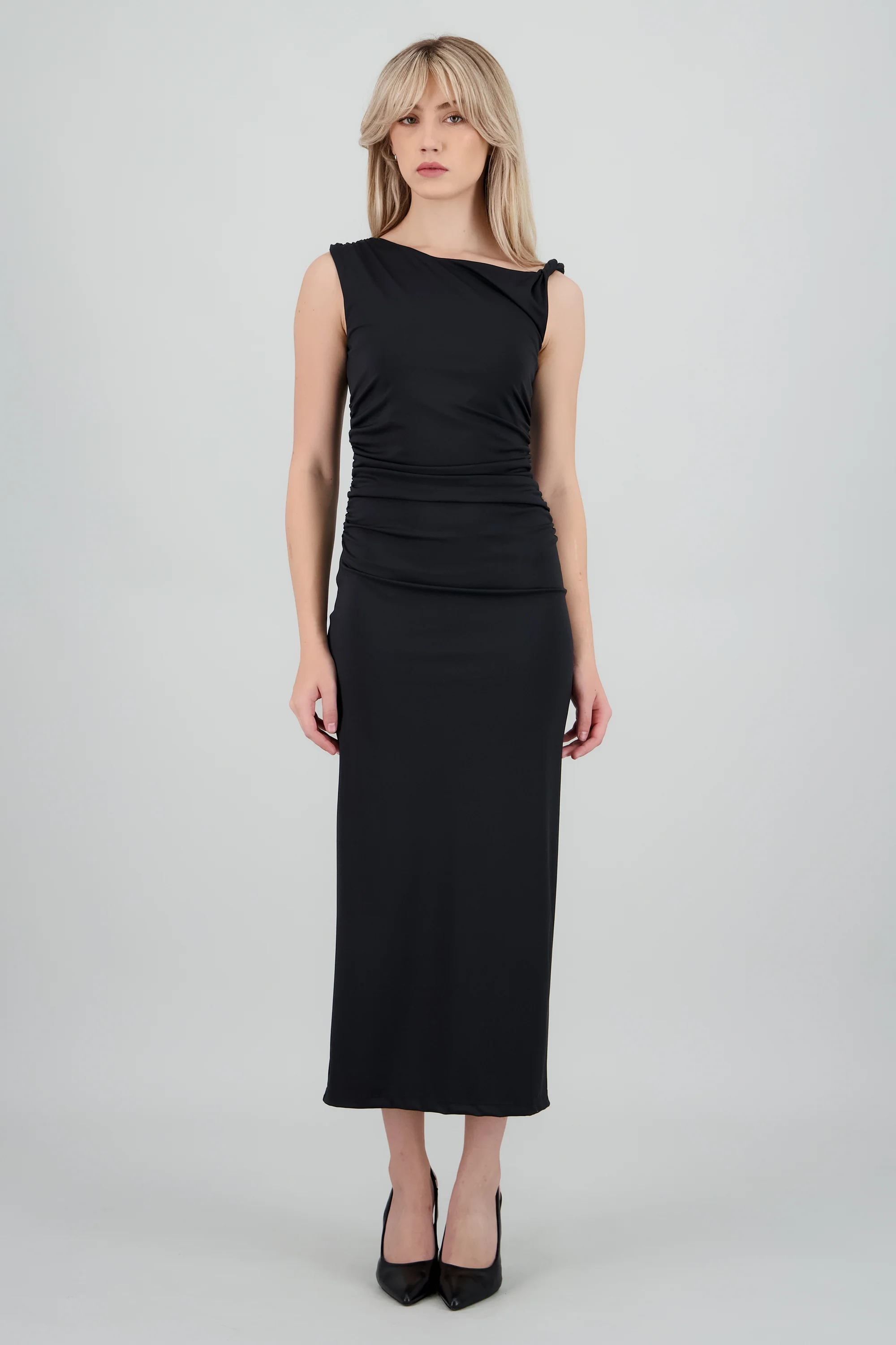 Vestido midi drapeado detalle tirante - Image 2